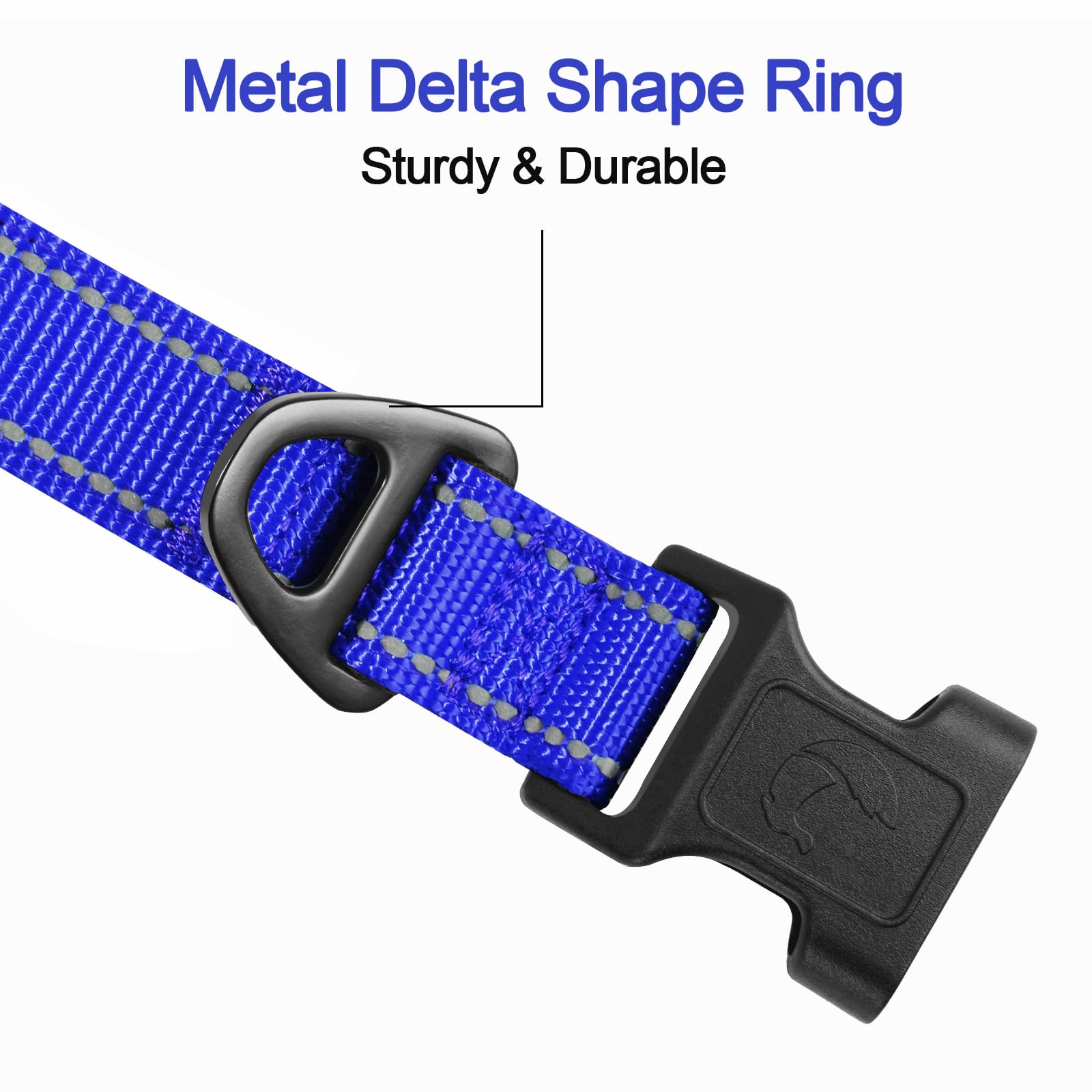 Joytale Reflective Dog Collar,Soft Neoprene Padded Breathable Nylon Pet Collar Adjustable For Extra Large Dogs,Royal Blue,Xl