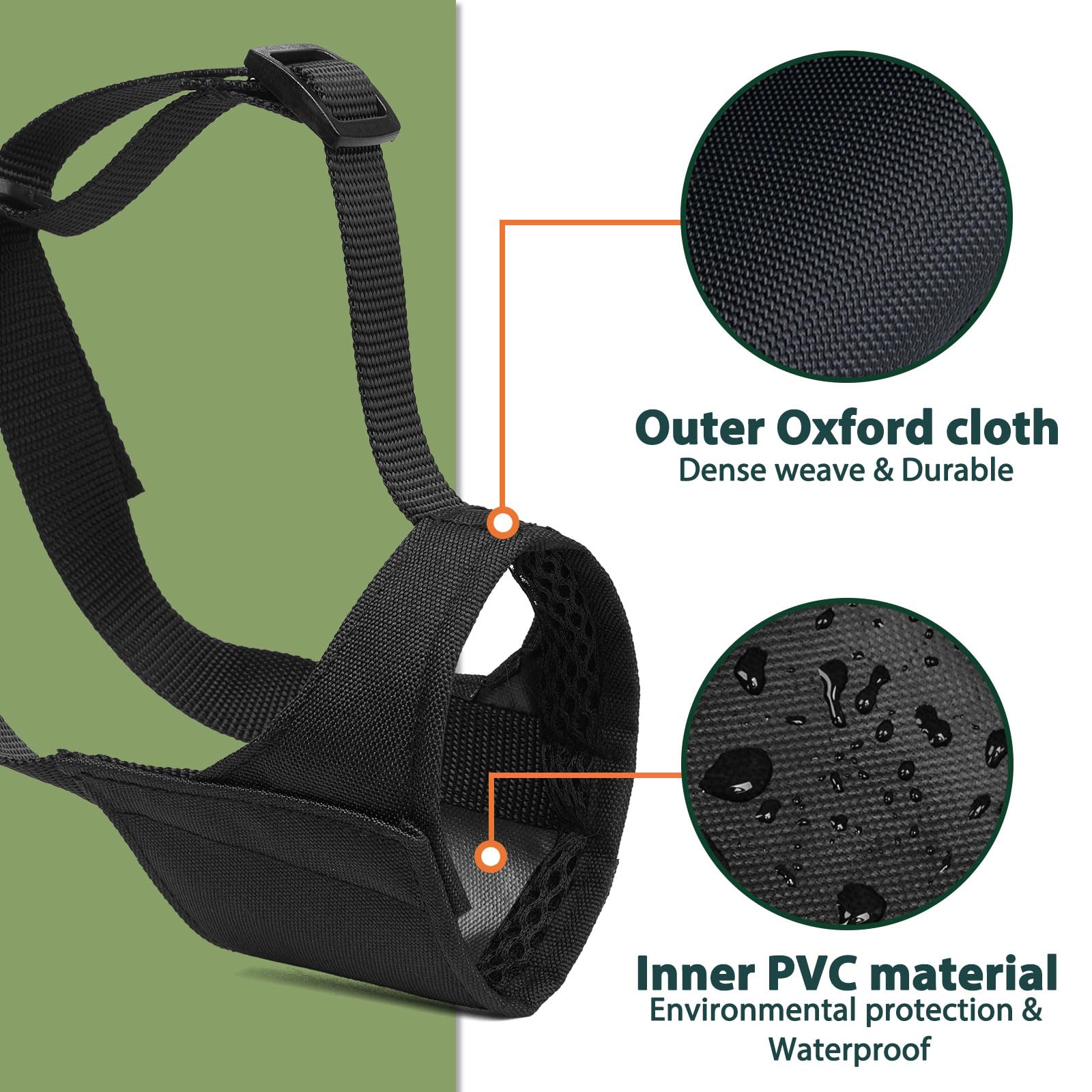 Mayerzon XXL Soft Dog Muzzle for Medium Large Short Snout Dogs - Anti-Slip Strap, Black Fabric Mouth Guard for American Bully, Bulldog, Rottweiler