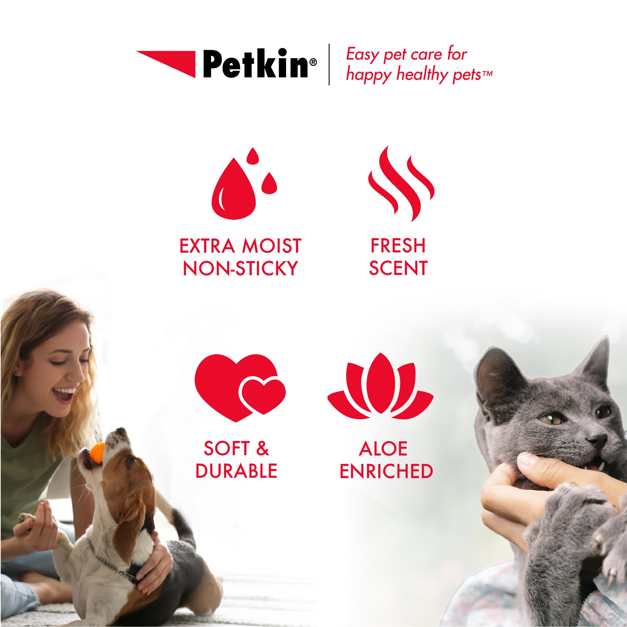 Petkin Pet Wipes For Dogs And Cats, 400 Large Wipes - Removes Dirt & Odor Like Washing Hands - Cleans Ears, Face, Butt, Eye Area