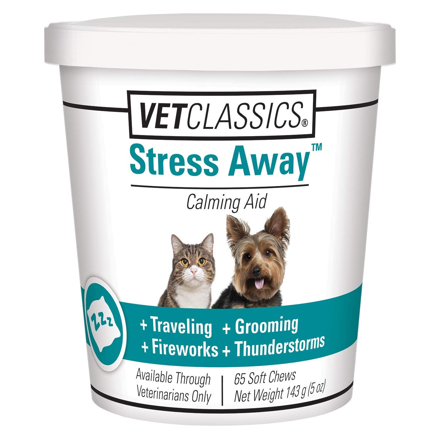 Vet Classics Stress Away Calming, Anxiety Aid for Dogs and Cats - Soft Chew Pet Health Supplement for Dogs, and Cats - Melatonin