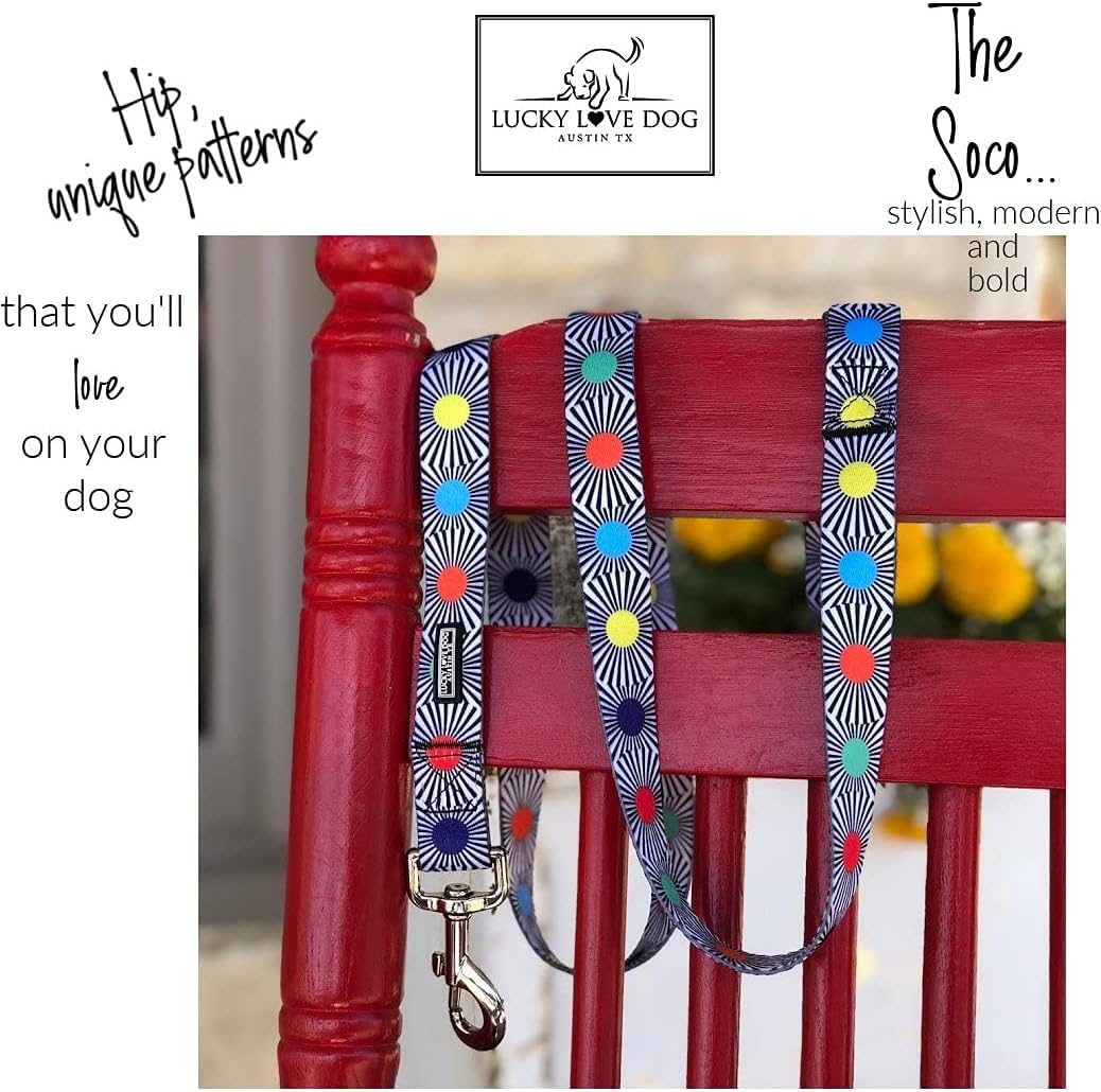 Lucky Love Dog, Adjustable Fun Style Martingale Collar For Dogs, Comfy & Bright Color, Premium No Slip Dog Collar - (Large, Soco