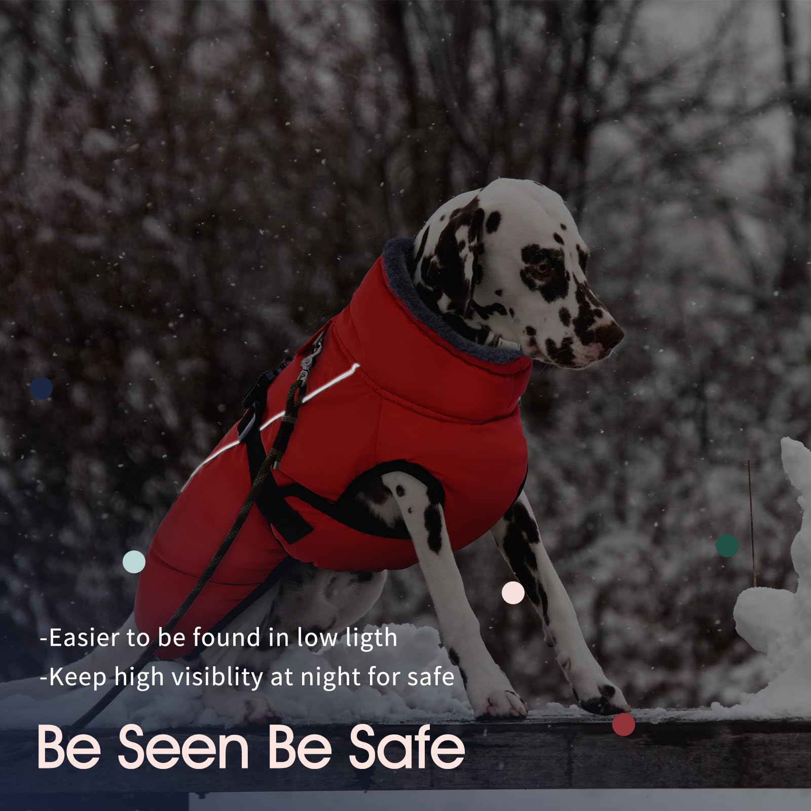 Iecoii Extra Warm Reflective Adjustable Dog Jacket - Fleece Turtleneck Winter Coat For Small To Extra Large Dogs