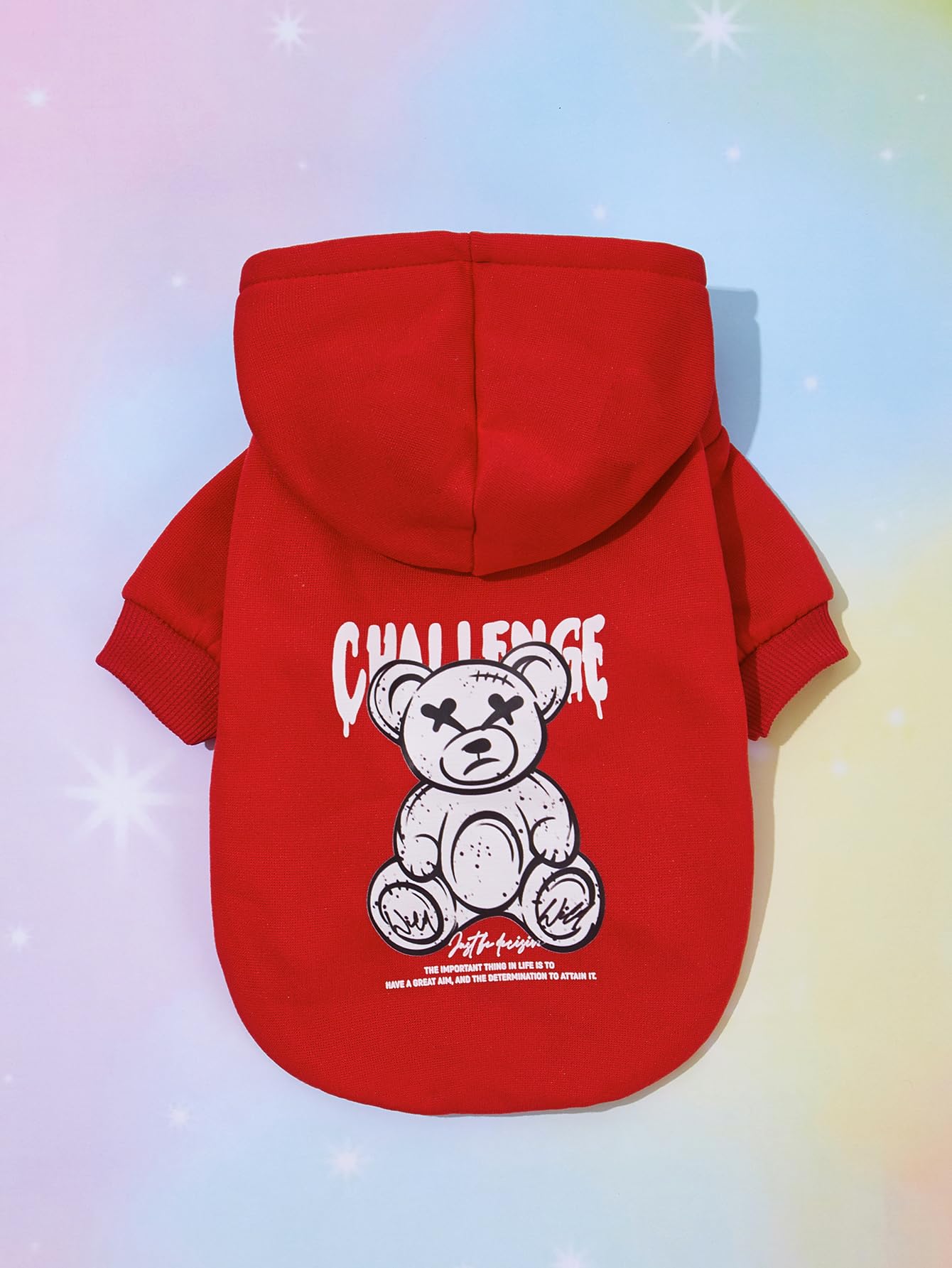 Qwinee Cartoon Bear Print Dog Hoodie Dog Sweatshirt Cat Shirt Apparel Winter Warm Dog Clothes For Puppy Kitten Cat Small Medium