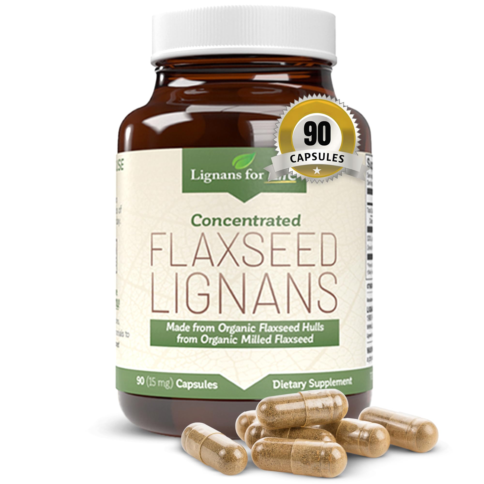 Lignans For Life Flaxseed Lignans for Dogs & People - Organic Flaxseed Supplement for Hormone Support, 15mg 90 Capsules, Flax Se