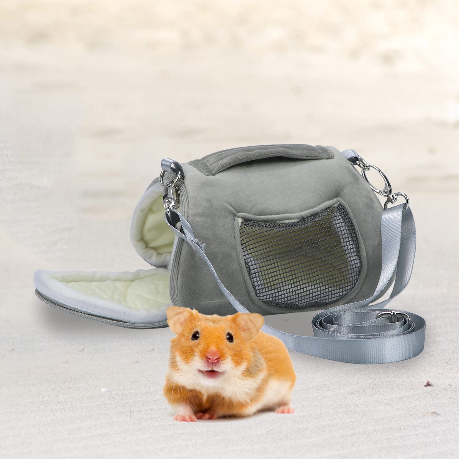 Litewoo Hamster Travel Carrier Portable Outgoing Breathable With Adjustable Shoulder Strap Pet Carrying Bag For Sugar Glider Hamster Rat Chipmunk