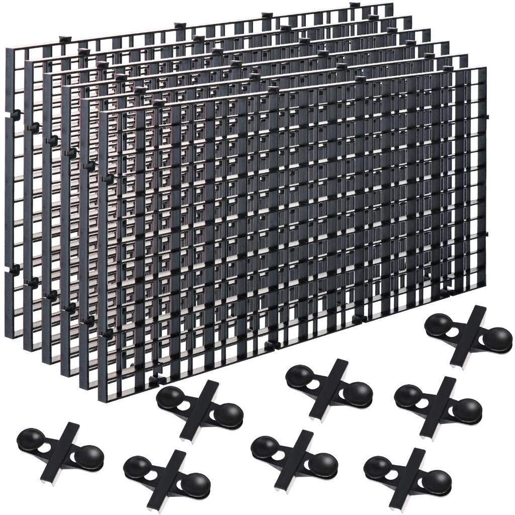 6 Pcs Aquarium Fish Tank Divider Plastic Egg Crate Aquarium Filter Bottom Tray Grid Isolation Board Partition Net Pane Separator For Mixed Breeding Light Diffuser,8 Pcs Sucker Clips Suction Cups,Black