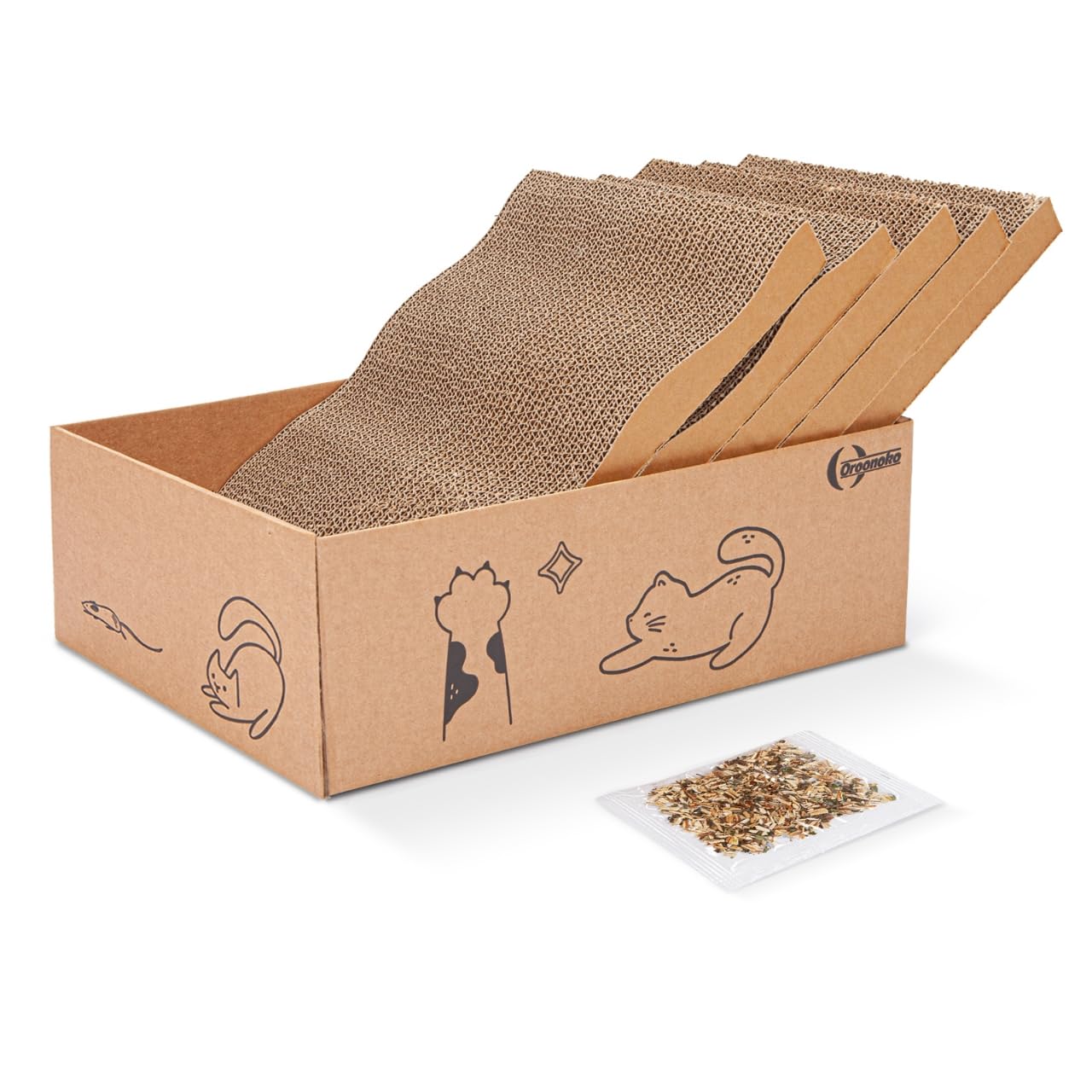 5 In 1 Cat Scratcher Cardboard,Xl-Large Cat Scratch Pad,Cat Scratching Boards With Box For Medium To Large Cat Indoor Use Protec
