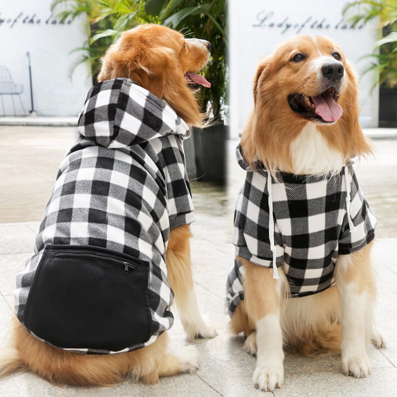Mrcopetal Plaid Dog Clothes Sweatshirt With Soft Brushed Fleece And Zipper Pocket For Dog Winter Coat In Small, Medium, Large & 