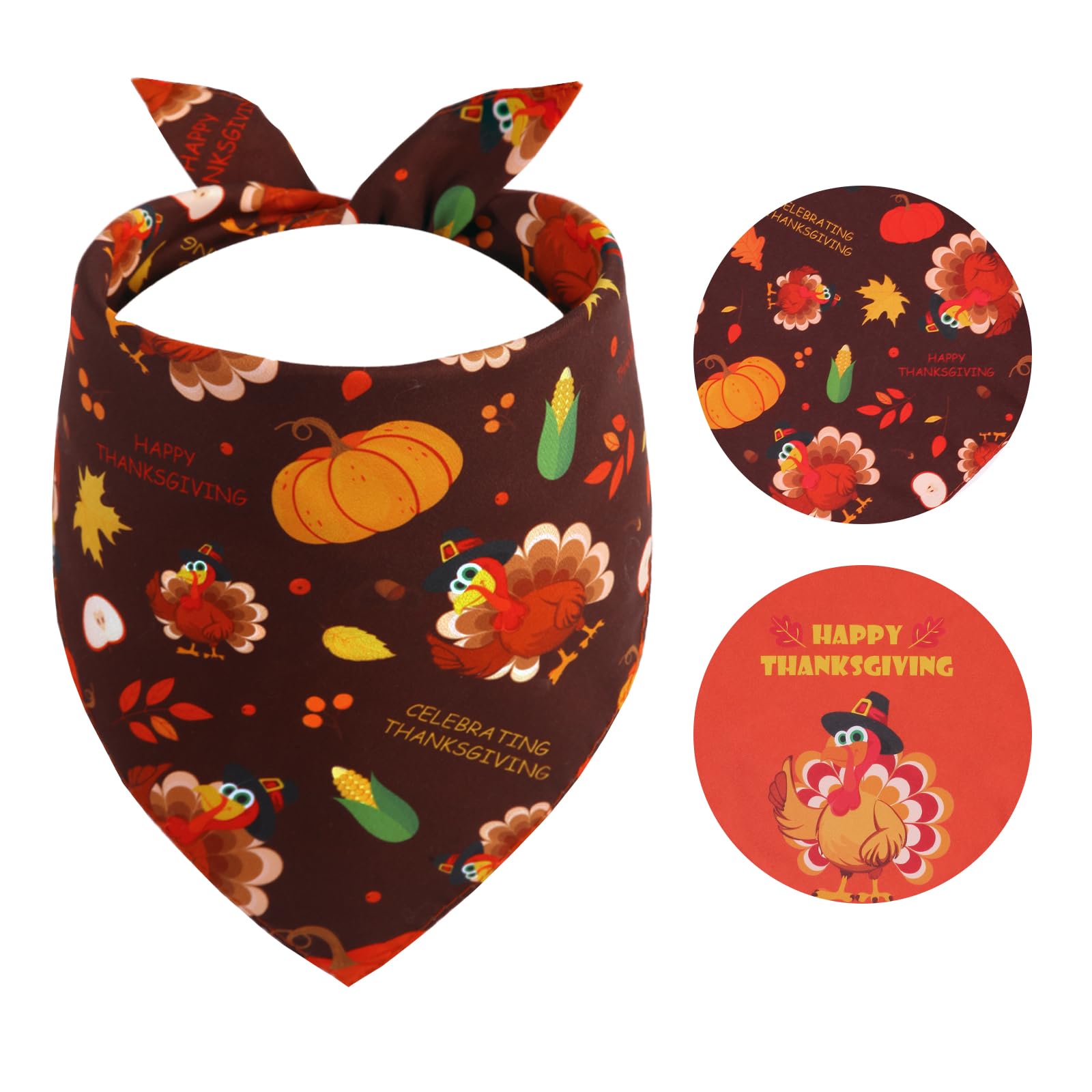 Gofshy Thanksgiving Dog Bandana Small 1PCS, Triangle Reversible Holiday Scarf for Boy and Girl, Fall Autumn Bibs Accessories for