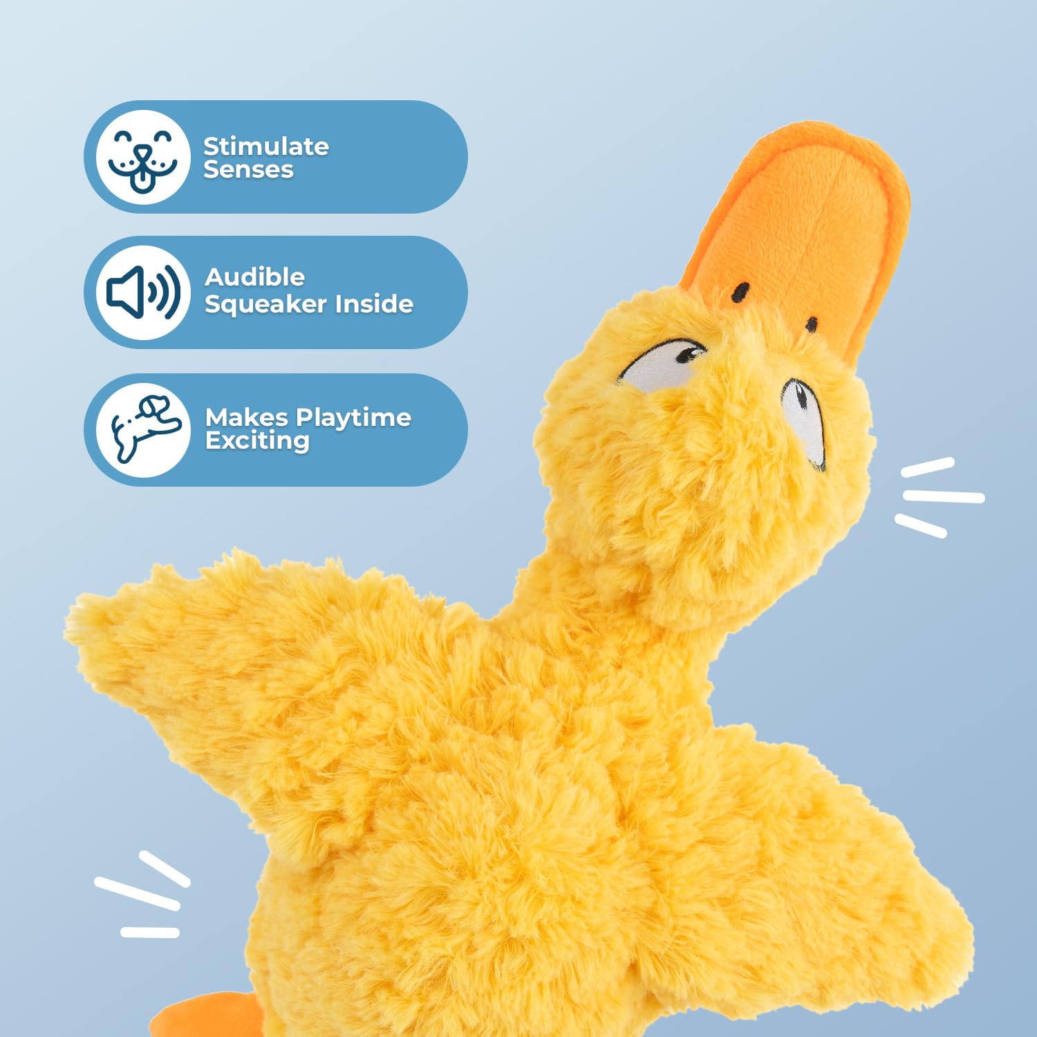 Best Pet Supplies Ducky Doodle Squeaky Crinkle Plush Toy For Small And Medium Breed Puppies Or Dogs - Ducky Doodle (Gold), Large