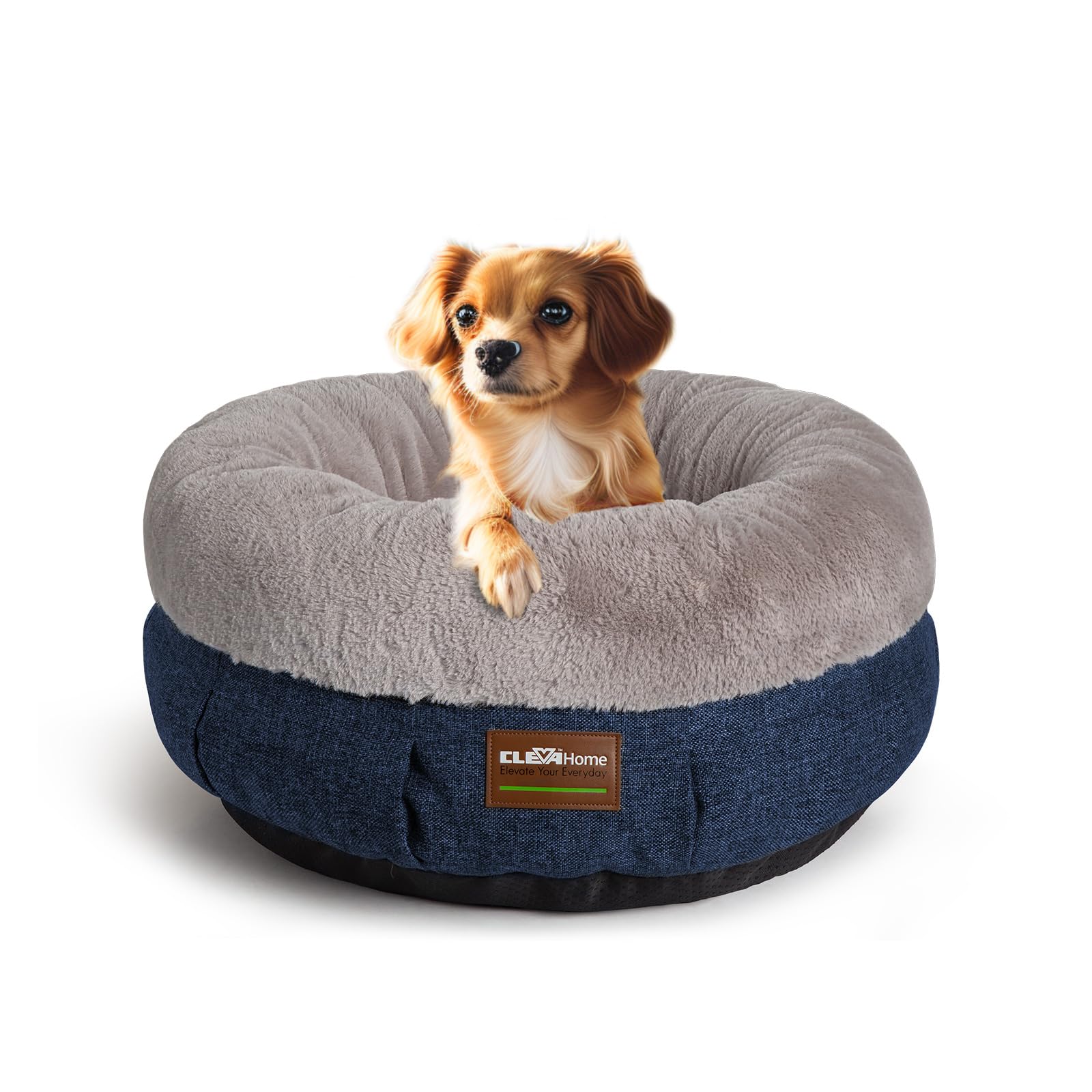 Clevahome Cozy Cat Bed - Ultra-Soft Plush Pet Bed With Raised Sides And Anti-Slip Base, Comfortable Round Bed For Small Pets Up 