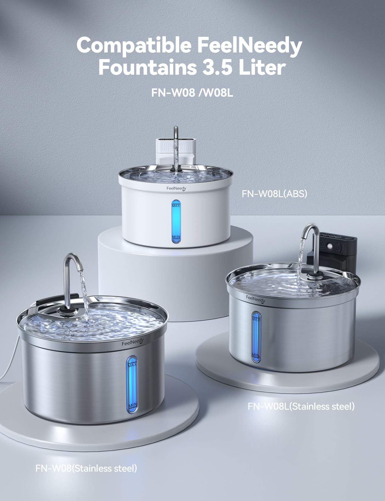 6 Pack Cat Water Fountain Filter & 6 Pack Pump Filter Sponges Replacement For [Fn-W08L] And [Fn-W06] - 6 Filters+1 Abs Shell+6 S