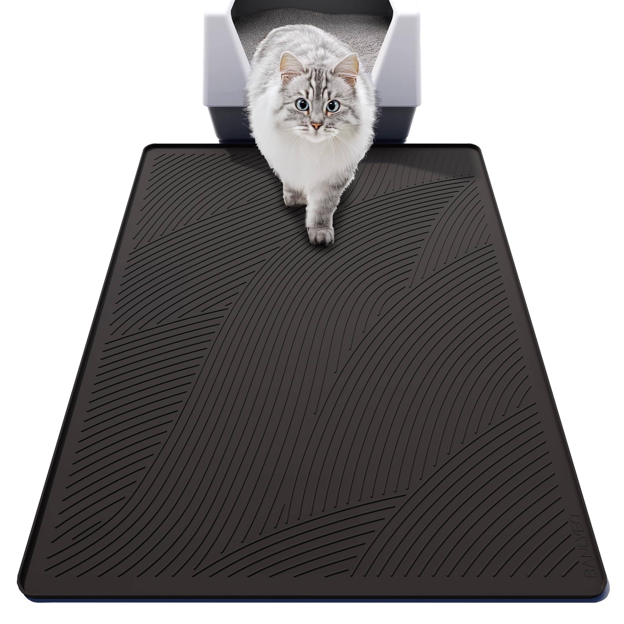 BANLYEO Cat Litter Box Mat - XL Extra Large Size 40 x 30 in, Water Proof, Kitty Litter Trapping Mat, Easy to Clean, Scatter Cont