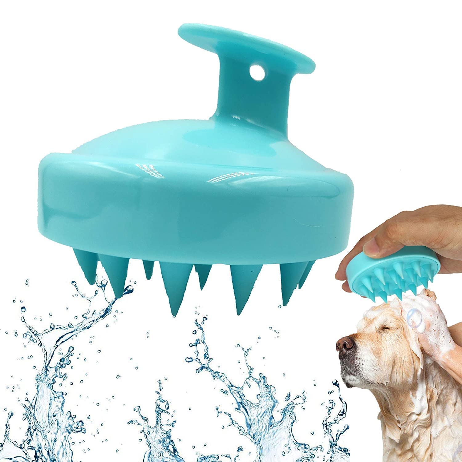 Silencio Upgraded Dog Bath Brush, Best Pet Bathing Tool For Dogs, Soft Silicone Dog Grooming Brush Bristles With Loop Handle Giv