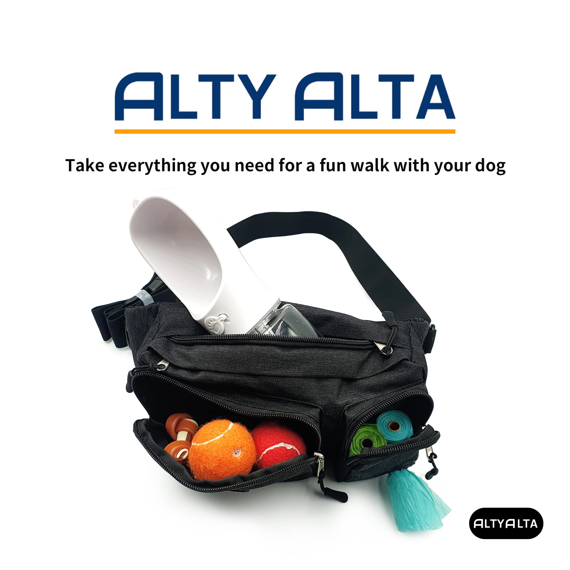 ALTYALTA EZ Dog Walking Fanny Pack, Dog Training Treat Pouch, Easy for Walking with Dogs, Belt Bag with Six Pockets and Waste Ba