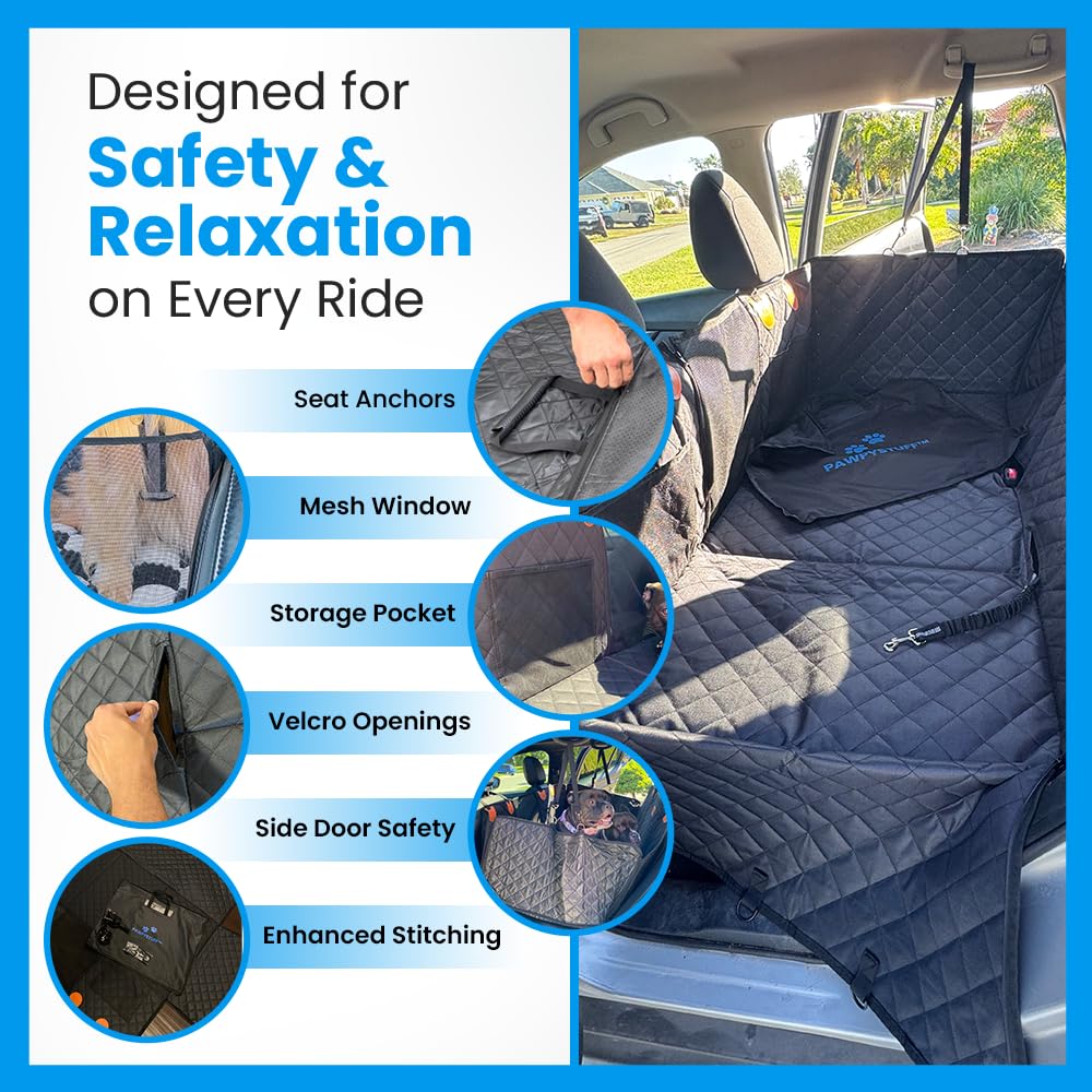 Pawpystuff Backseat Extender For Dogs - Waterproof, Supports 350 Lbs, Hard Bottom Dog Hammock For Cars, Suvs & Trucks | Scratch-