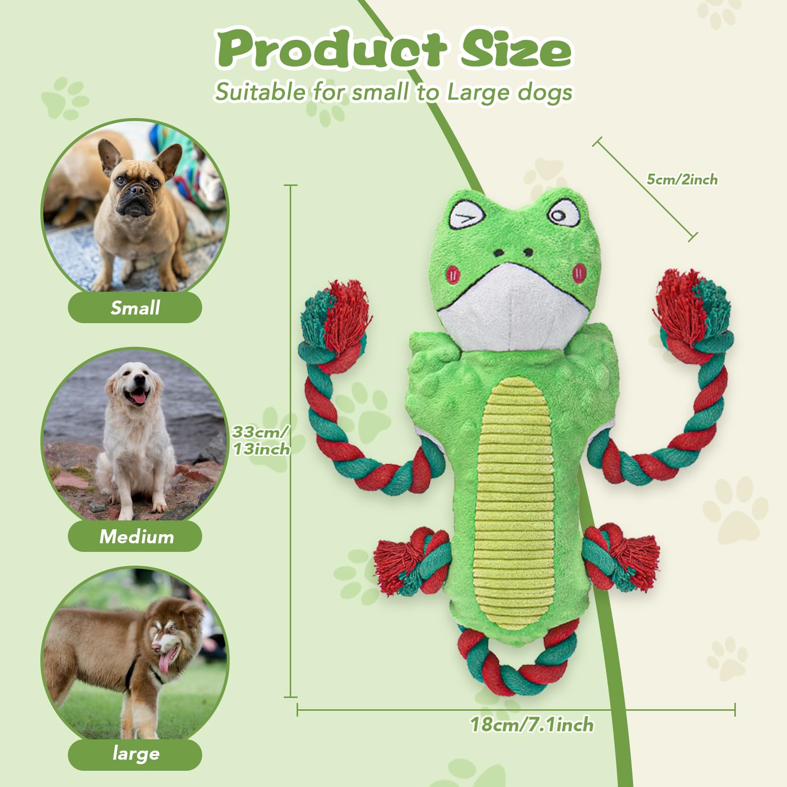 Pawspurr Squeaky Dog Toys, Dog Rope Toys Indestructible Natural Cotton Interactive Dog Toys, Tug Of War Tough Chew Toys For All