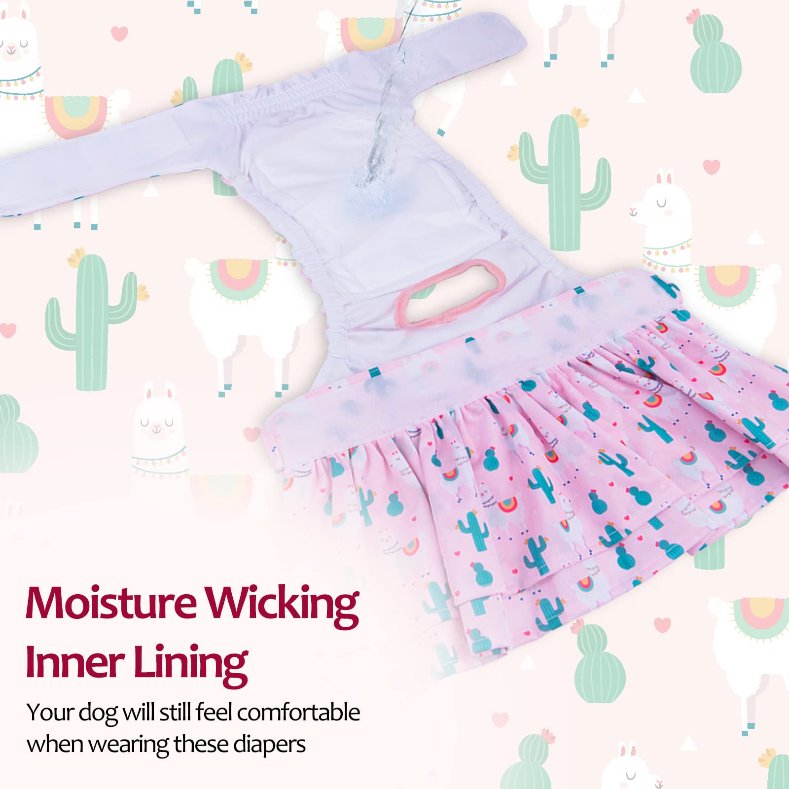 Cutebone Female Dog Diapers With Skirts 3 Pack Reusable Puppy Dresses Pants For Heat Cycle Period Qbd01M