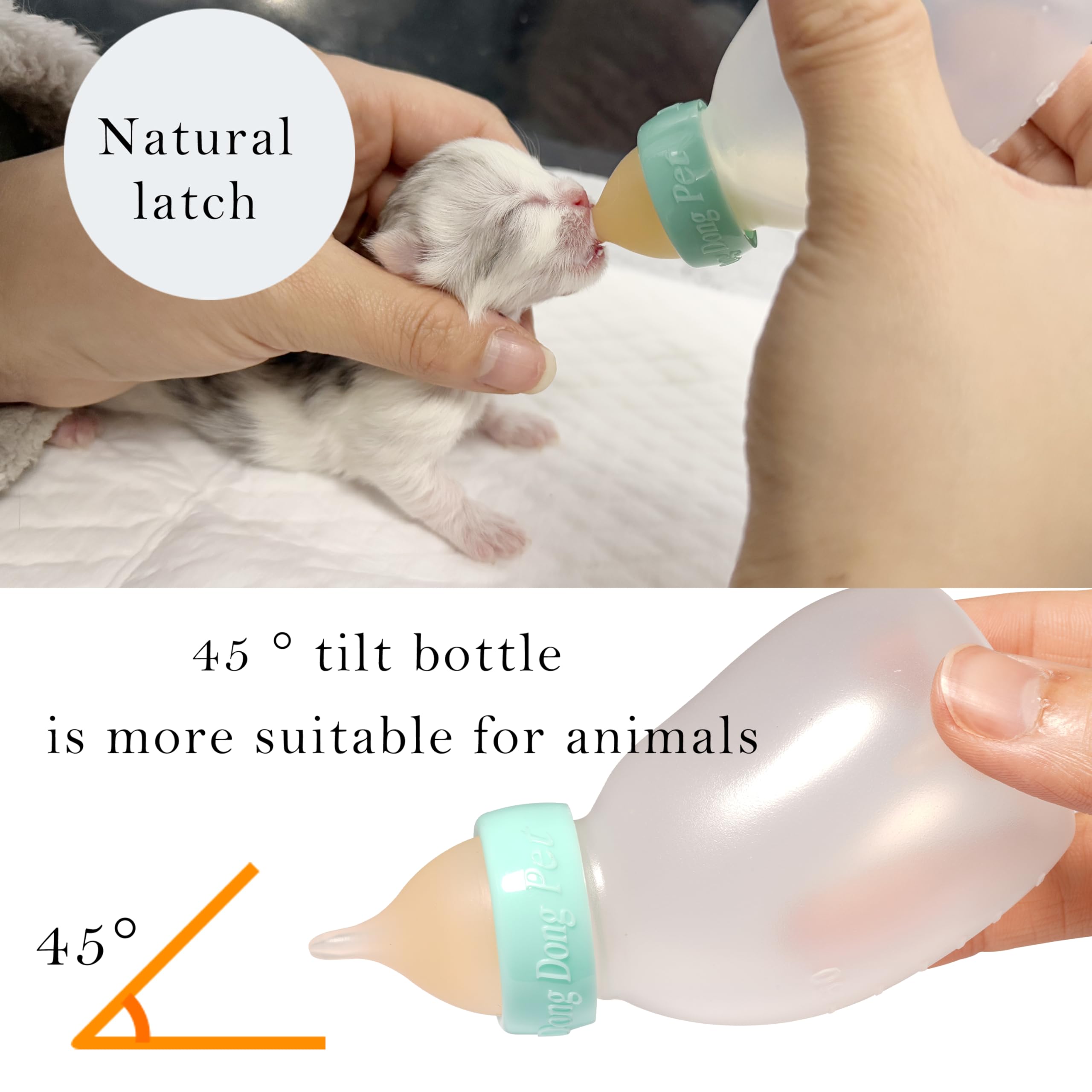 Doggiema Kittens Feeder Bottle, Silicone Feeding Nipple and Syringes for All Breed Kittens and Small Animals Dongdong pet