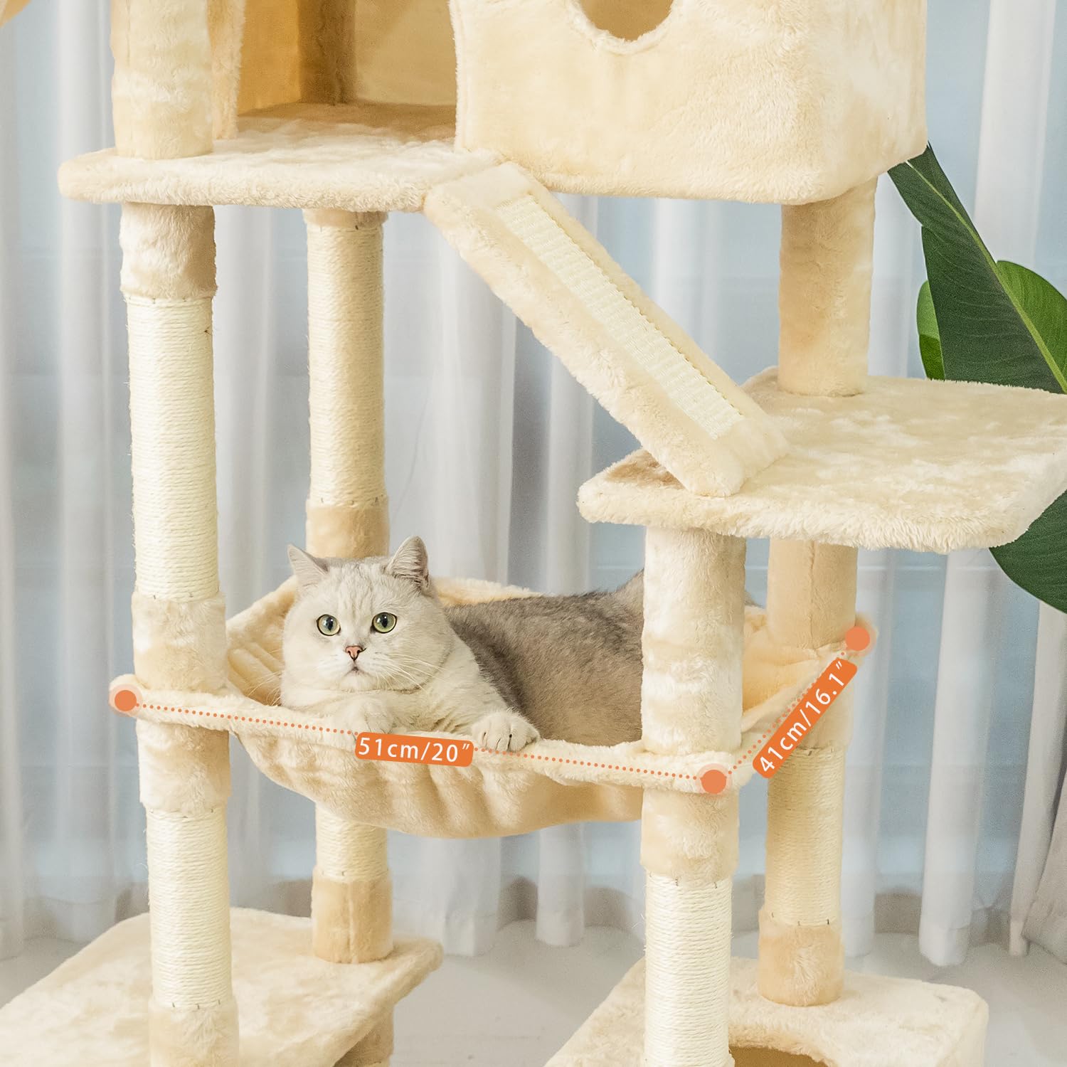 Karolpar 73 Inches Large Cat Tree For Indoor Cats, Tall Cat Tower With Sisal Scratching Posts And Pads, Padded Plush Perch, Cozy