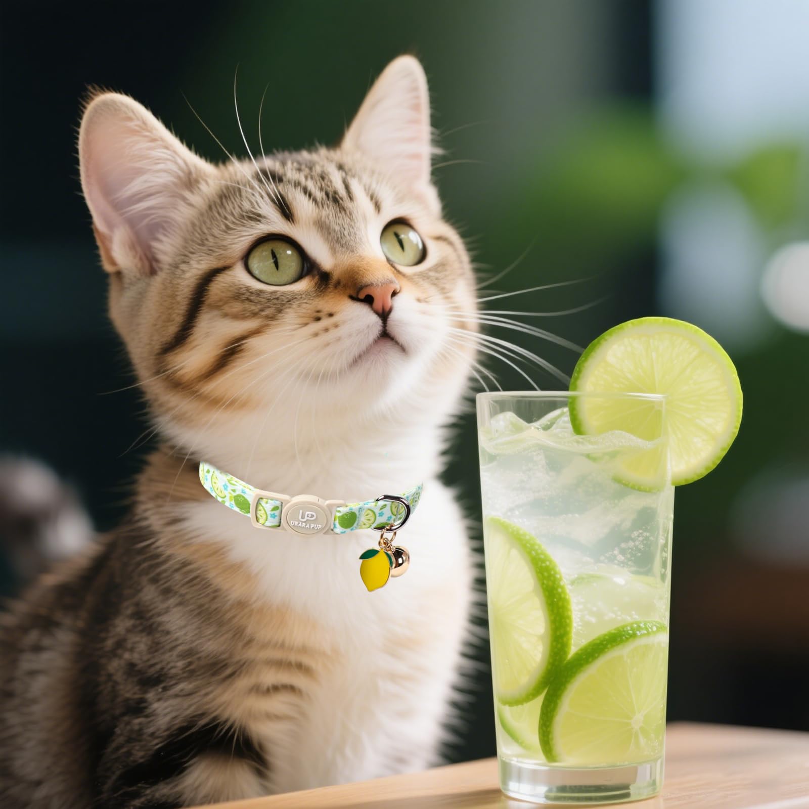 Up Urara Pup Cat Collar, 2Pack Summer Kitten Collars-Cute Lime And Strawberry Pendants-Breakaway Kitty Collars,Cat Collar With B