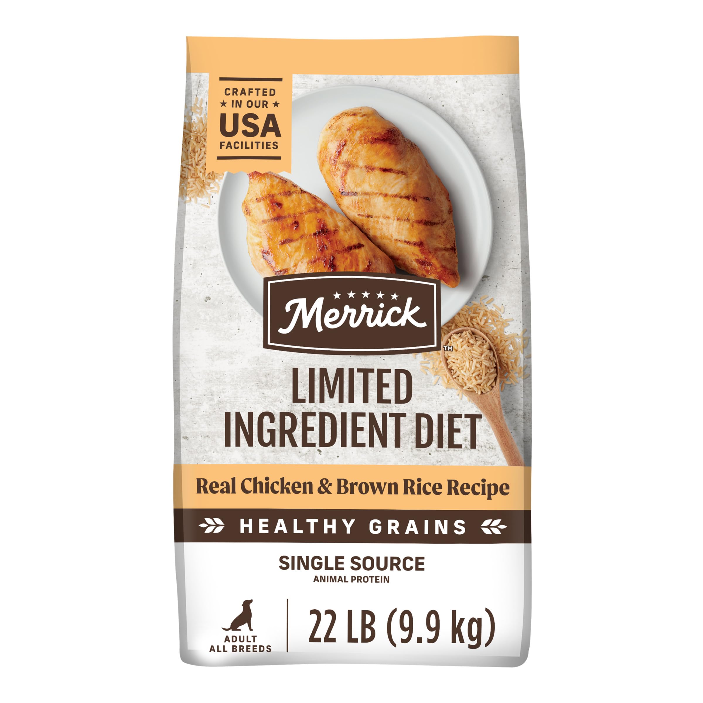 Merrick Limited Ingredient Diet Premium and Natural Kibble with Healthy Grains Chicken and Brown Rice Dog Food - 22.0 lb. Bag