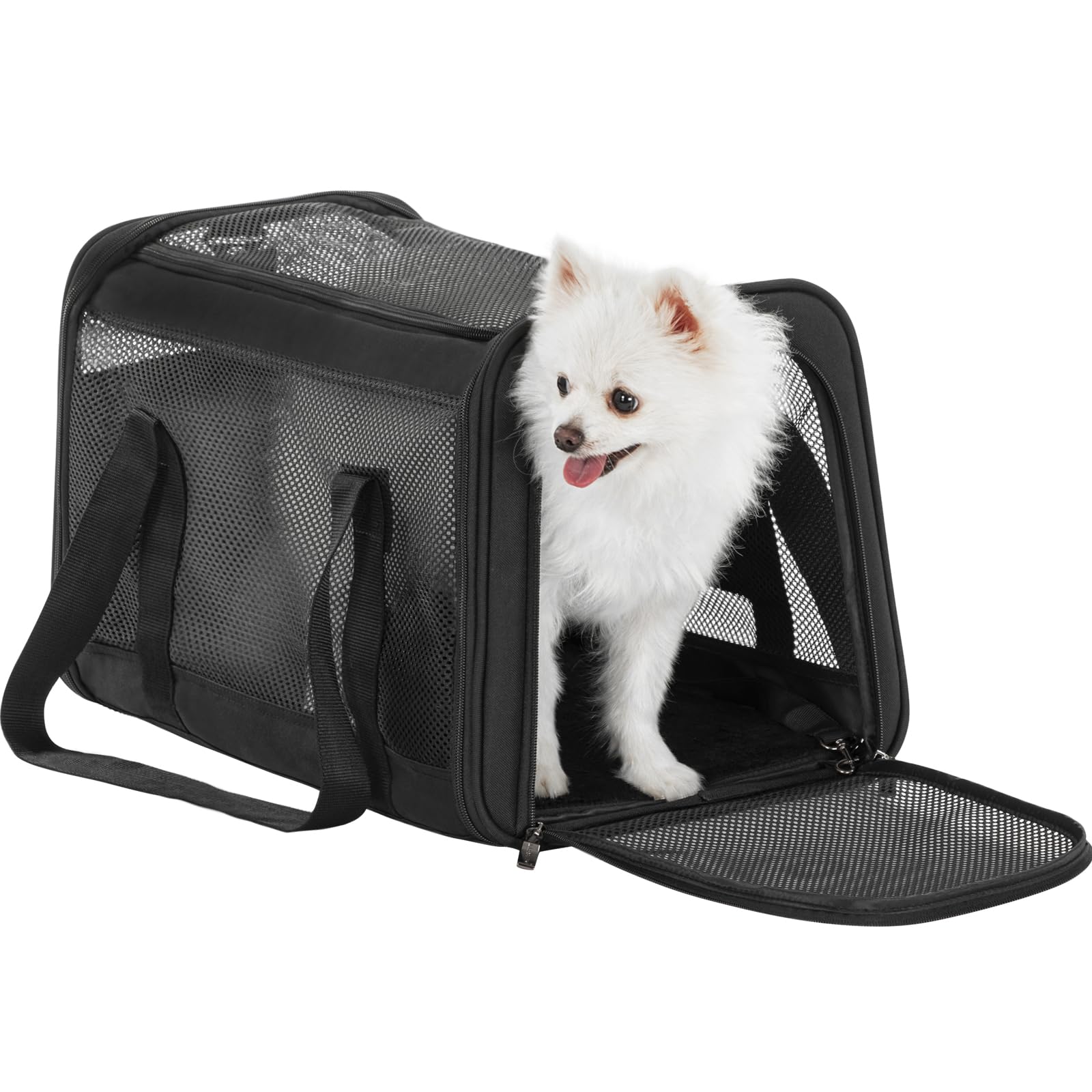 Petsfit Large Cat Carrier for 2 Cats, Lightweight Collapsible Double Cat Carrier for Travel, 5-Sided Breathable Mesh, with Adjus