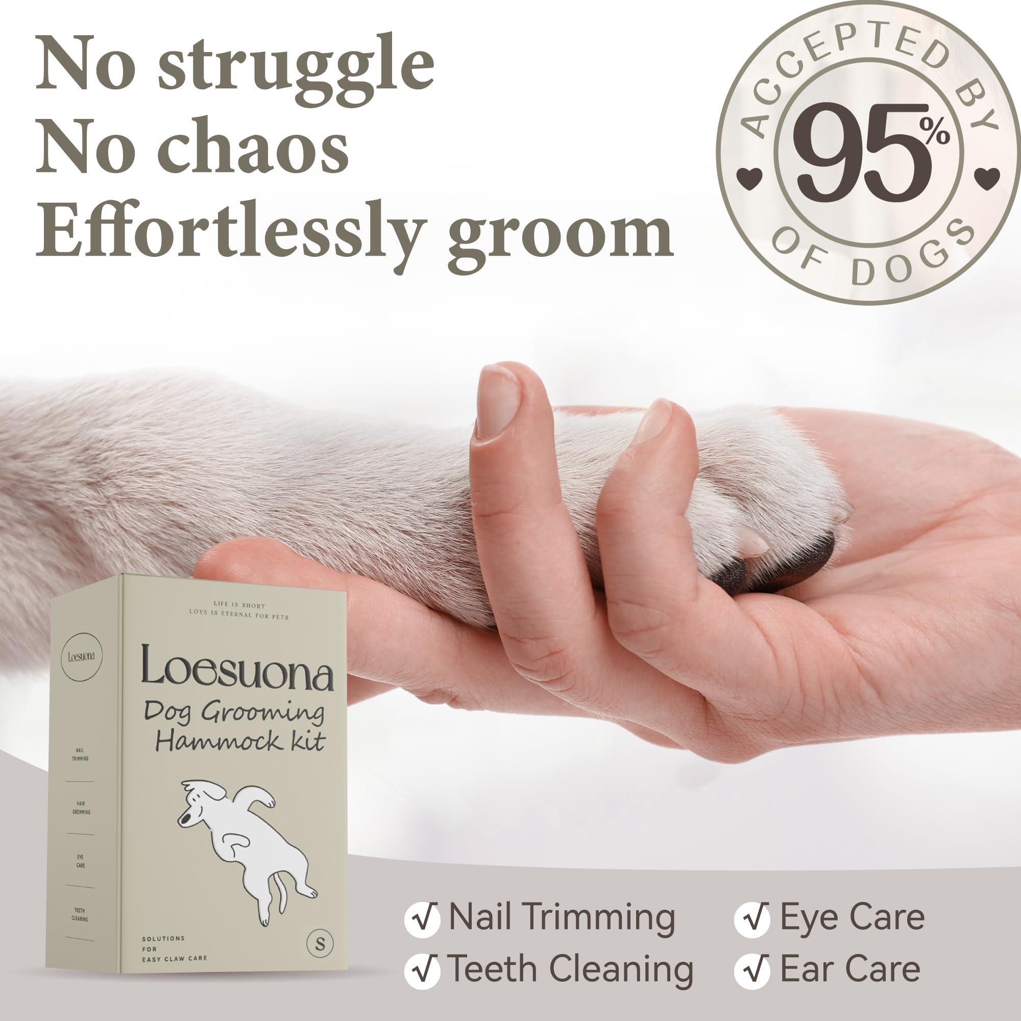 Loesuona Dog Grooming Hammock - for Dogs Cat Grooming Hammock,Dog Sling for Nail Trimming with Dog Nail Clippers for Small Dogs,