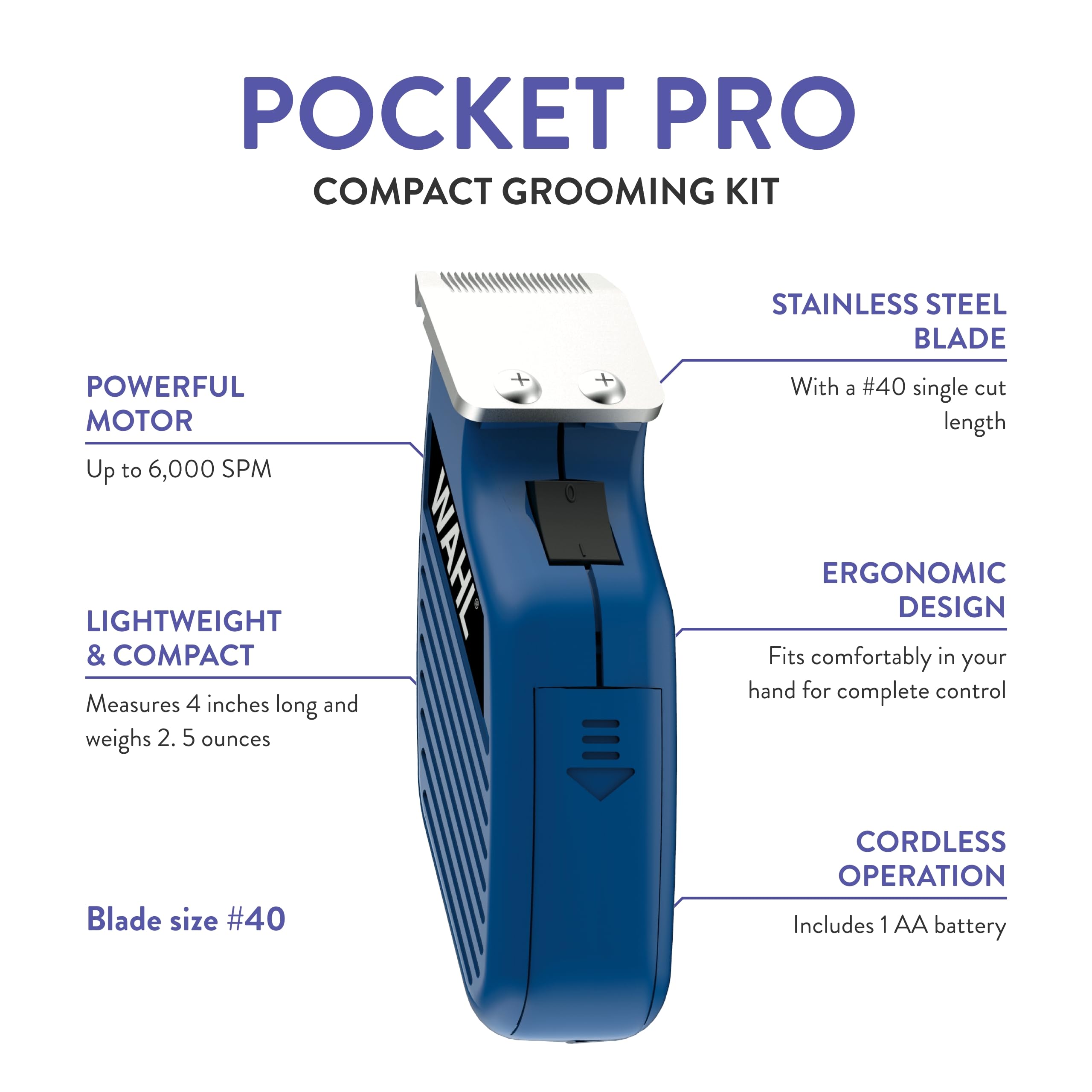 Wahl Professional Animal Pocket Pro Equine Compact Horse Trimmer And Grooming Kit - Blue