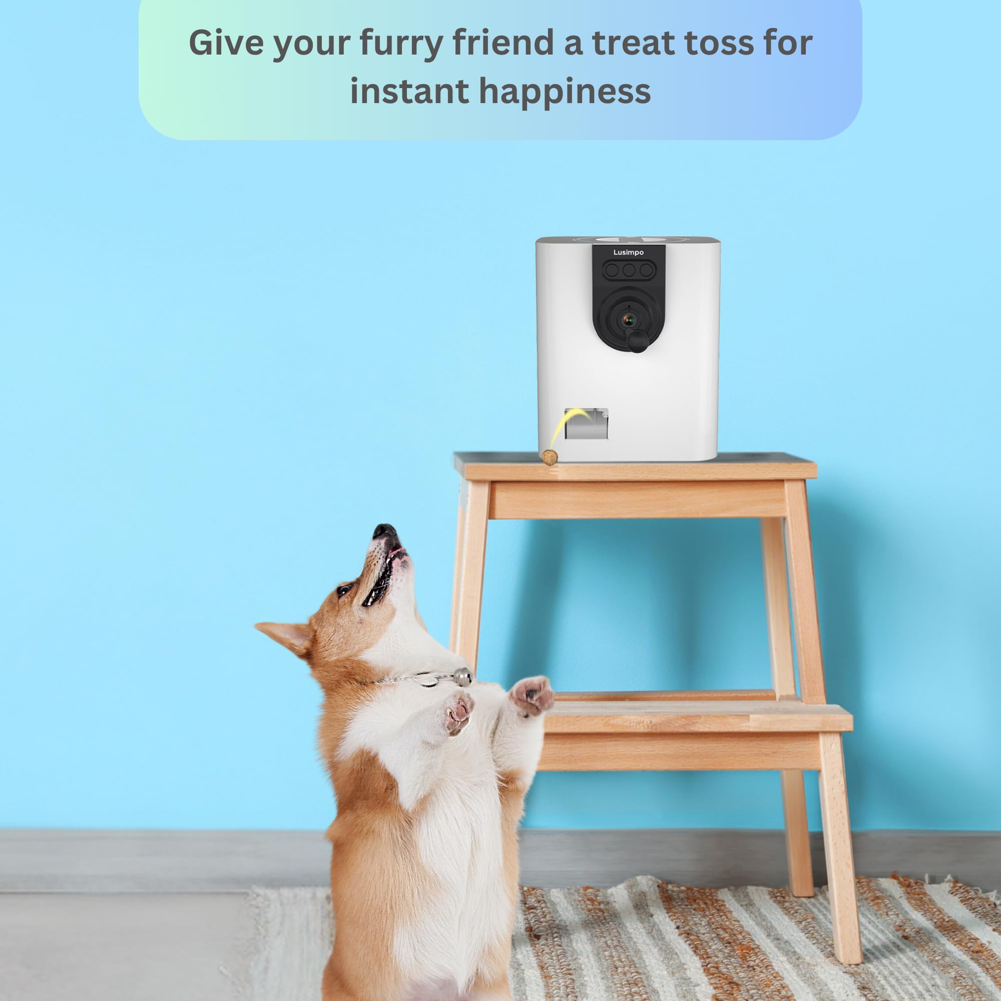 Lusimpo Pet Camera With Treat Dispenser, Wifi Smart Dog/Cat Camera, Free App, Tossing For Dogs/Cats, 1080P Camera, Live Video, A