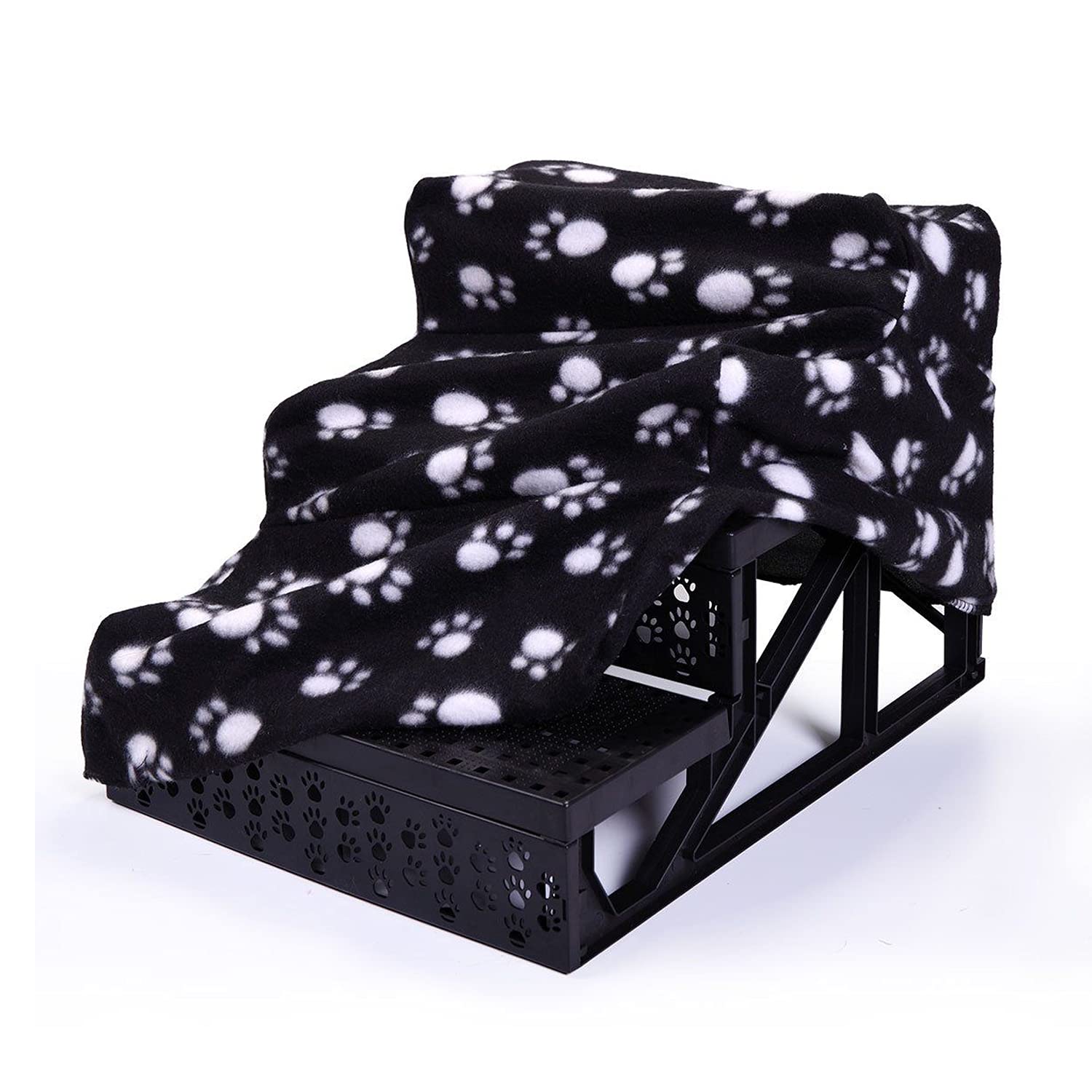 COZIWOW Dog Stairs for High Beds, Dog Pet Steps for Small Dogs, Cute 3 Steps Pet Cat Stair  Removable Cover for Dogs and Cats,