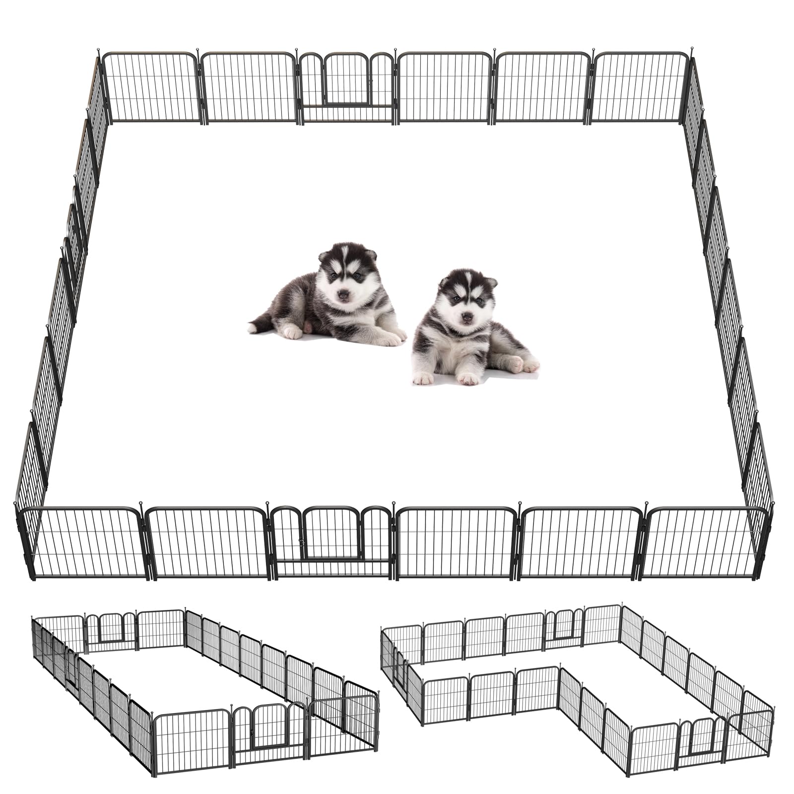 Dog Playpen,24/32/40 Inch Height In Heavy Duty,Folding Indoor Outdoor Dog Exercise Fence, Portable Pet Playpen With Door For Lar