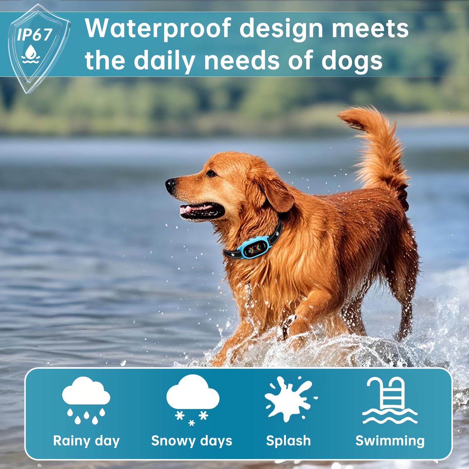 Smoothway Dog Bark Collar, Rechargeable Bark Collar For Large Dog, Medium Dog And Small Dog, Ip67 Waterproof Anti Barking Collar