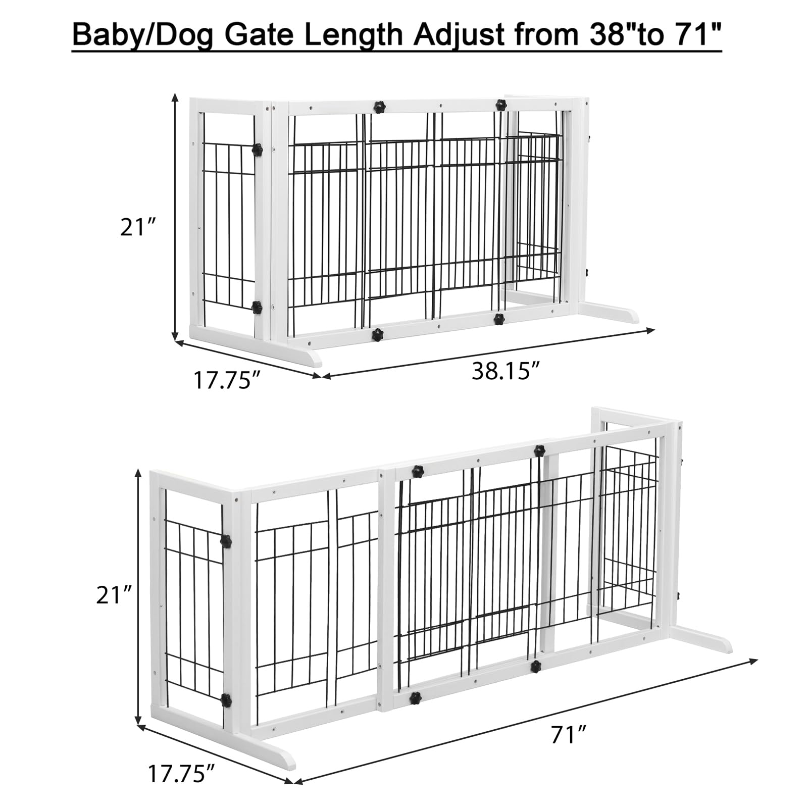 Oleksil 39'-71' Adjustable Freestanding Baby Safety Gate Playpen Fireplace Baby Gate Dog Fences Indoor Pet Gates Dog Gates For Doorways,Stairs,Child,Toddler