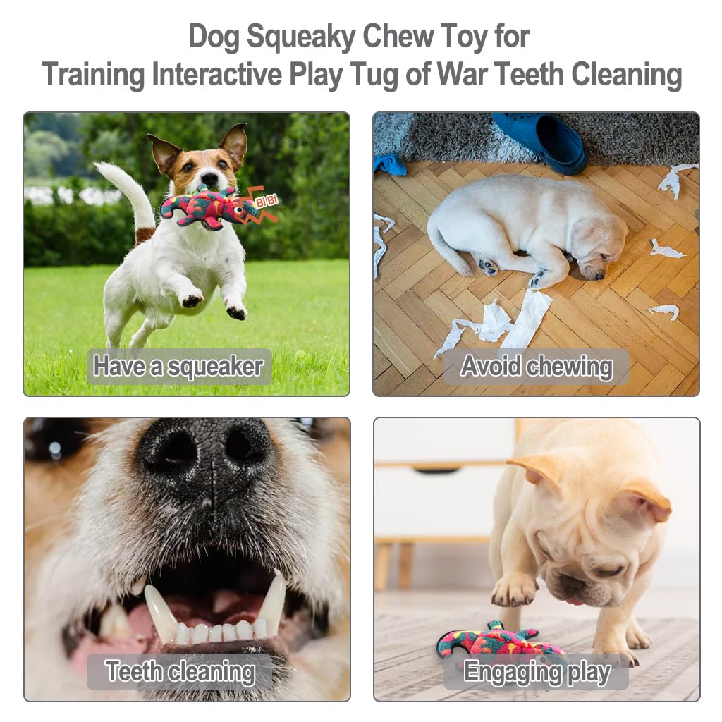 Ifoyo Squeaky Dog Toys, Dinosaur Plush Dog Toys For Small Medium Large Dogs To Keep Them Busy, Stuffed Puppy Toys, Interactive Dog Toys For Aggressive Chewers