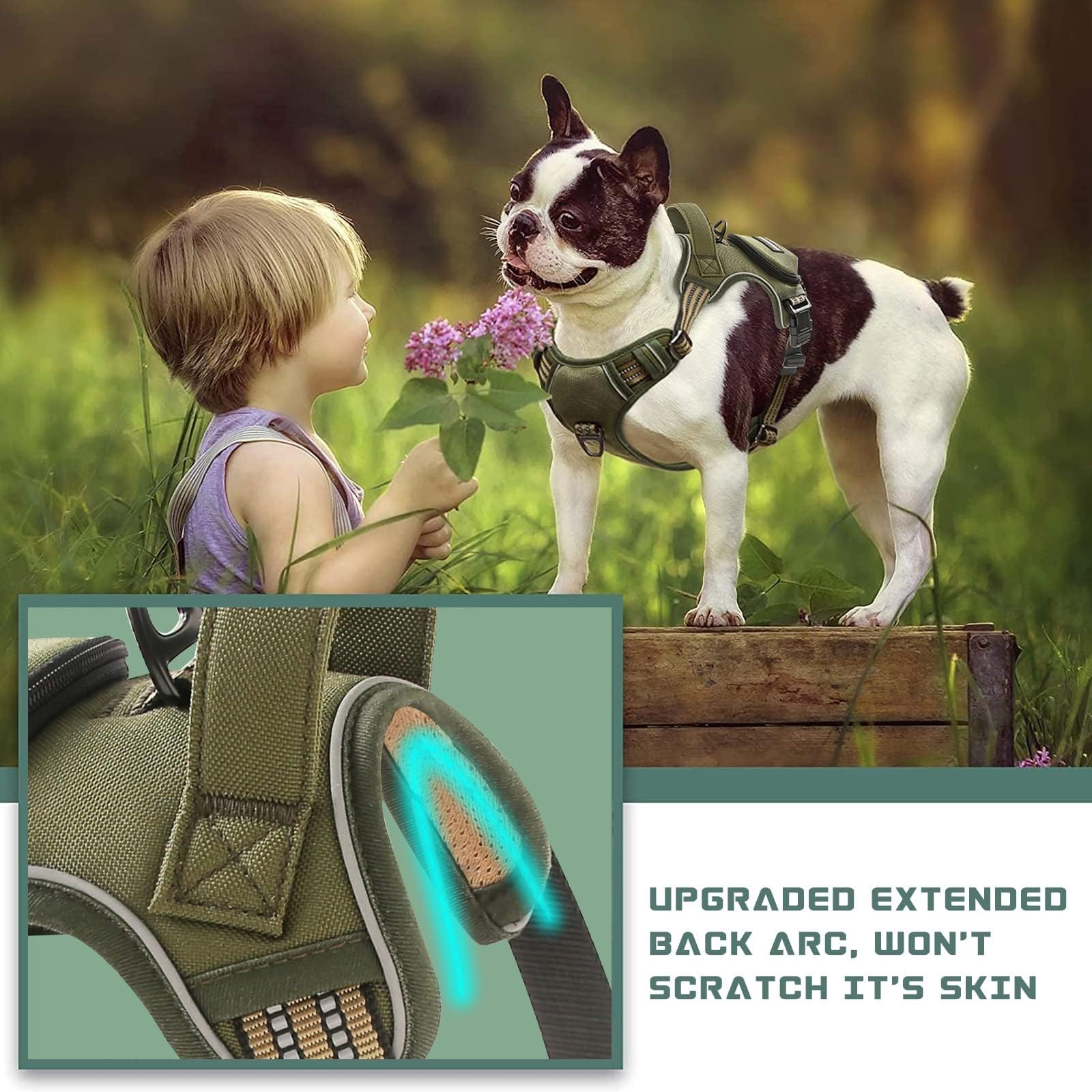 No Pull Dog Harness for Large Dogs, Adjustable No Choke Pet Vest with Dog Leash Fit Smart Reflective Pet Walking Harness for Tra