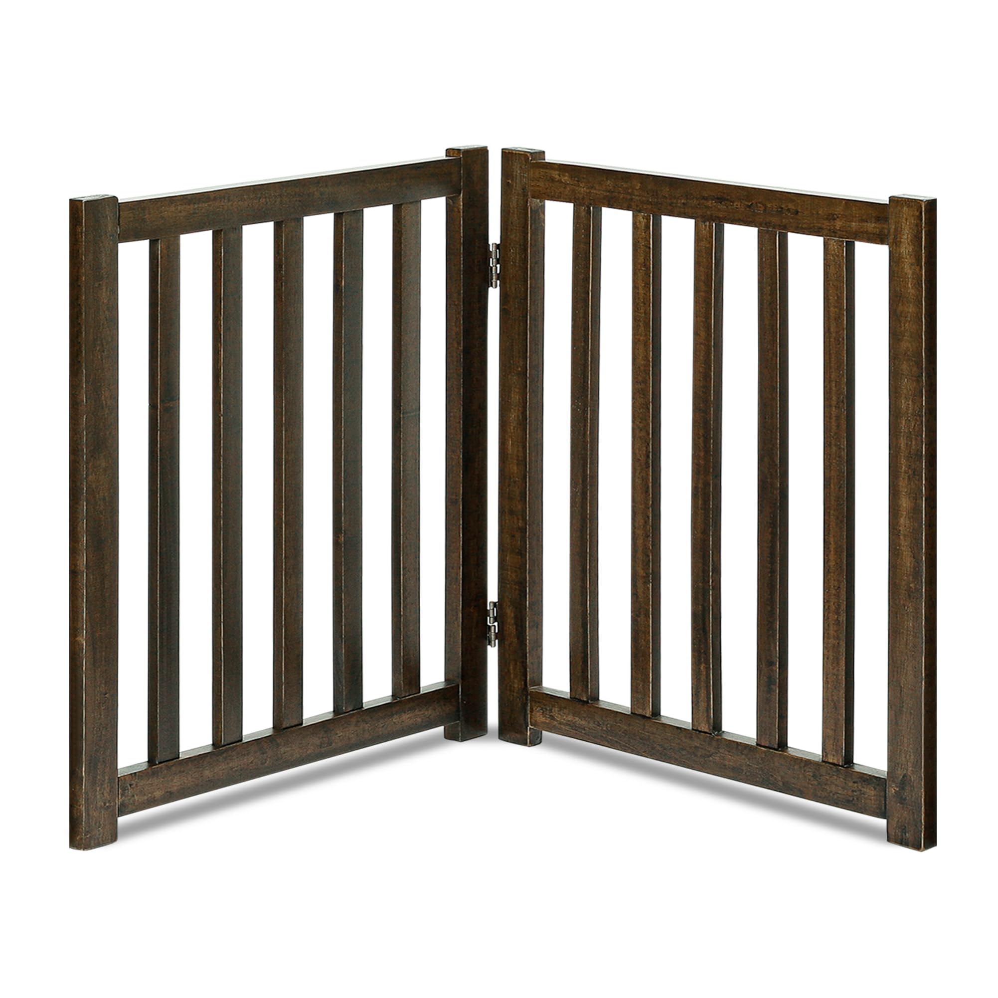 LZRS 2-Panel Wooden Free Standing Foldable Dog Gate Indoor - Solid Hardwood 24 High, Step-Over Safety Pet Gate for Doorways, Sta