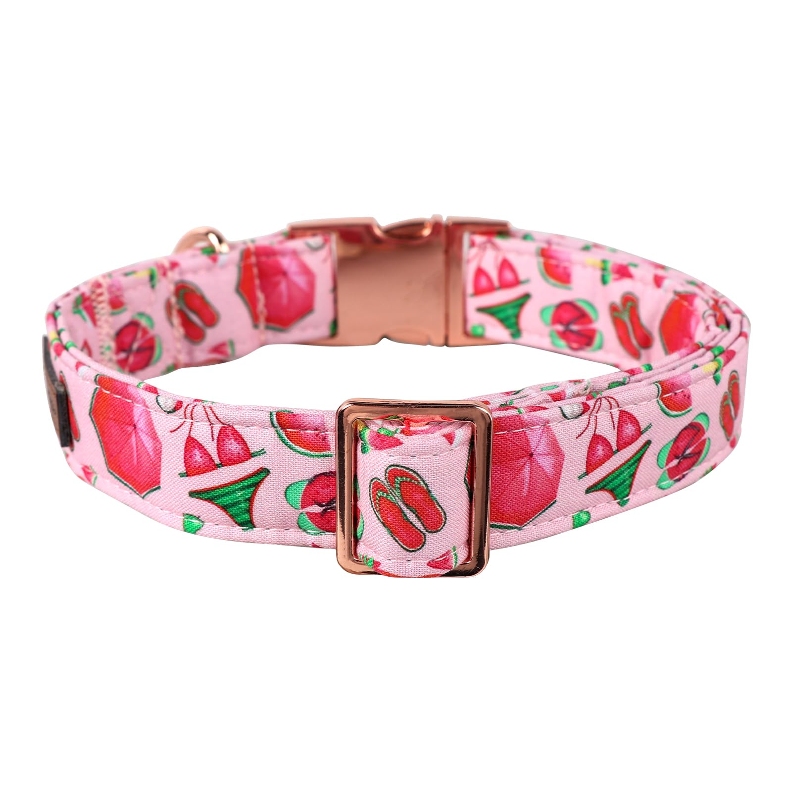 Mr. Chubbyface Spring Summer Dog Collar, Cute Pink Beach Bikini Dog Collar, Durable Soft Pet Collar For Small Medium Large Dogs