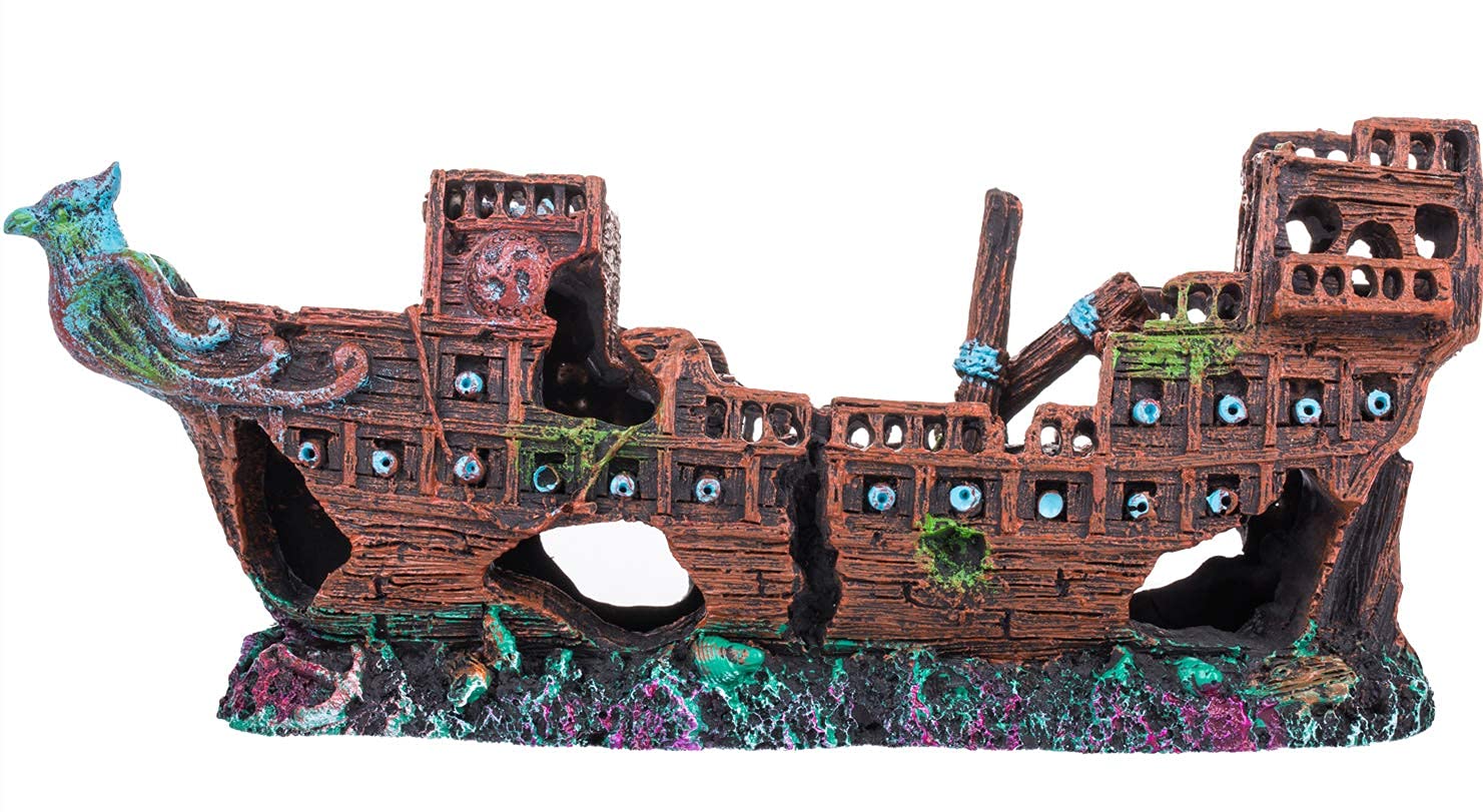 Creomg Aquarium Decorations, Aquarium Pirate Ship Decorations Fish Tank Ornaments Resin Material Shipwreck Decorations, Eco-Friendly For Freshwater Saltwater Aquarium Fish Tank Decor Sunken Ship