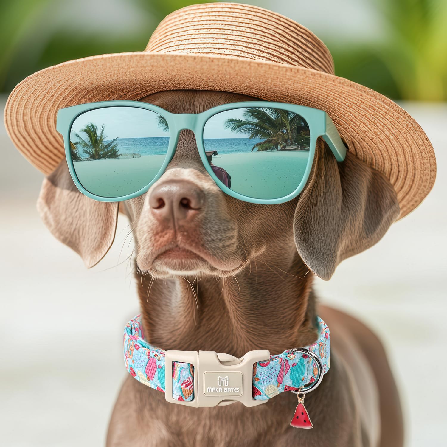 Maca Bates Summer Basic Dog Collar With Safety Buckle Blue Ice Lolly Adjustable Durable Soft Dogs Collars With Icecream Charm Fo