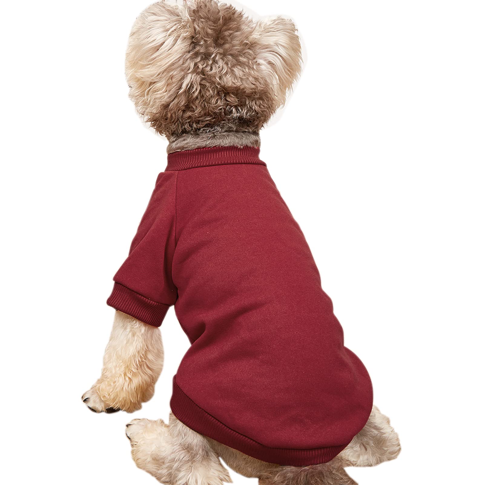 Jouhoi Puppy Sweater For Small Dogs Clothes Warm Winter Cat Clothe Pet Sweatshirt Knitwear Doggie Kitten Clothing, Wine, X-Small