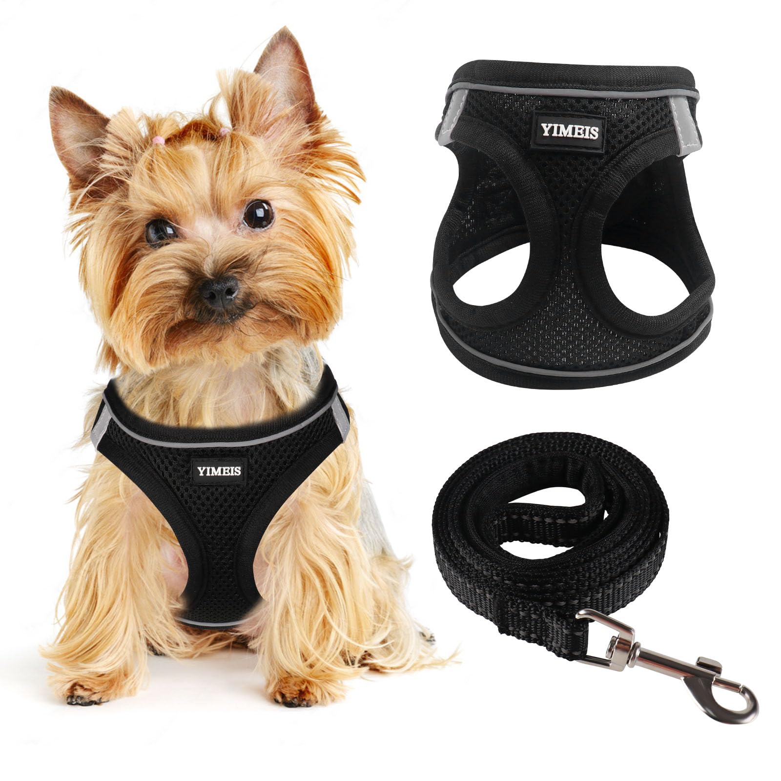 Yimeis Dog Harness For Small Dogs, Small Dog Harness And Leash Set, Honeycomb Grid, Reflective Lightweight Harness & Anti-Twist 