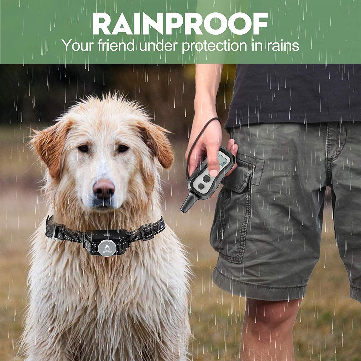 PATPET Dog Training Collar with Remote - 3 Training Modes, 1000 ft Range, Rainproof, for Small Medium Large Dogs - Light Grey