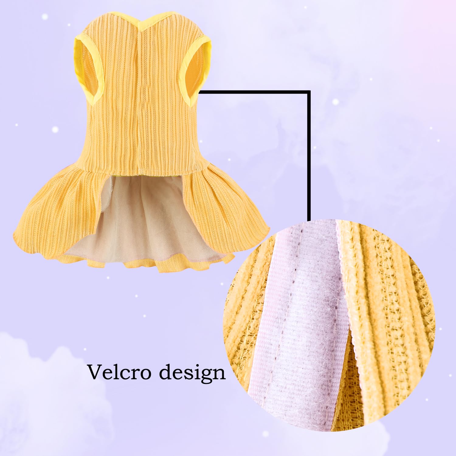 Dog Striped Dress,Pet Girl Bow Costume With Ring And Harness Leash,Dog Wedding Birthday Party Dress(Yellow,X-Large)