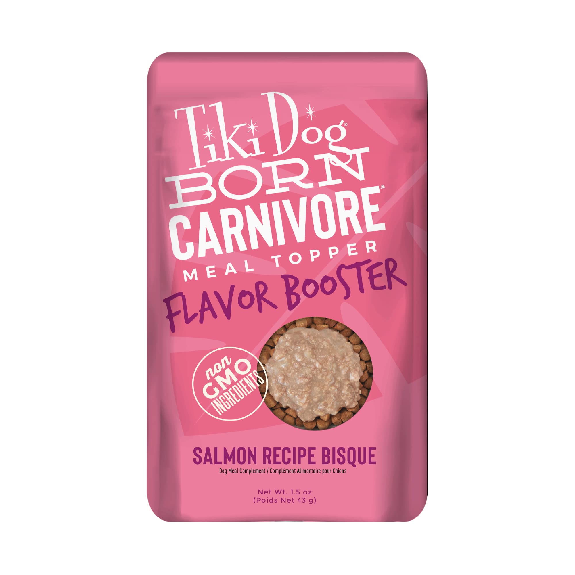 Tiki Dog Born Carnivore Flavor Booster, Salmon Recipe Bisque, Grain Free Meat Based Treat, Meal Topper for All Dog Breeds and Al