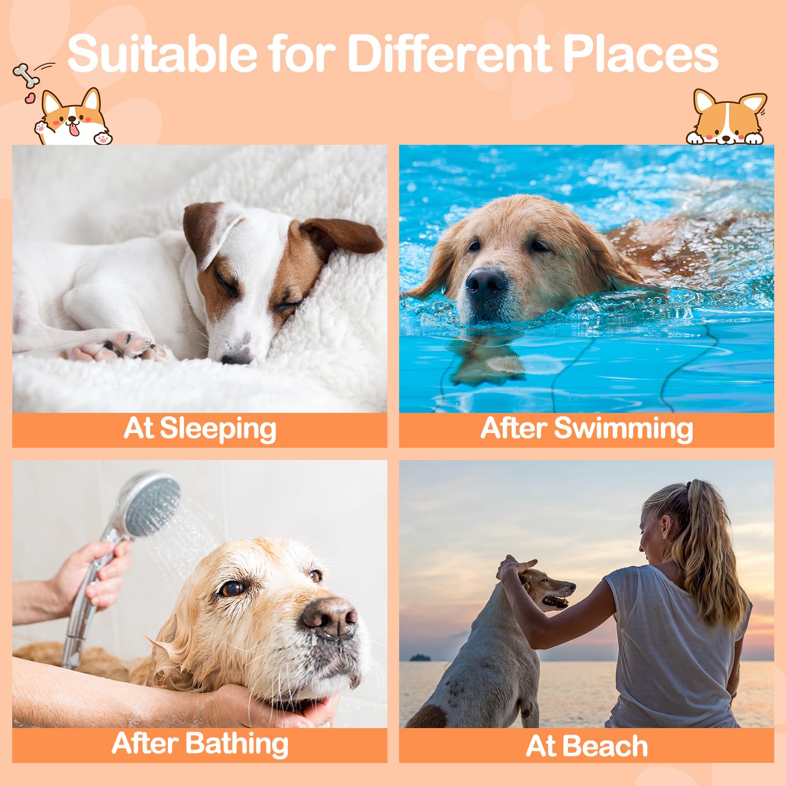 Bienbee Dog Bathrobe, Quick Drying Dog Robe Super Absorbent Dog Towels For Drying Dogs, Warm Keeping Dog Robes For After Bath Dogs Bath Supplies Dark Blue Xl