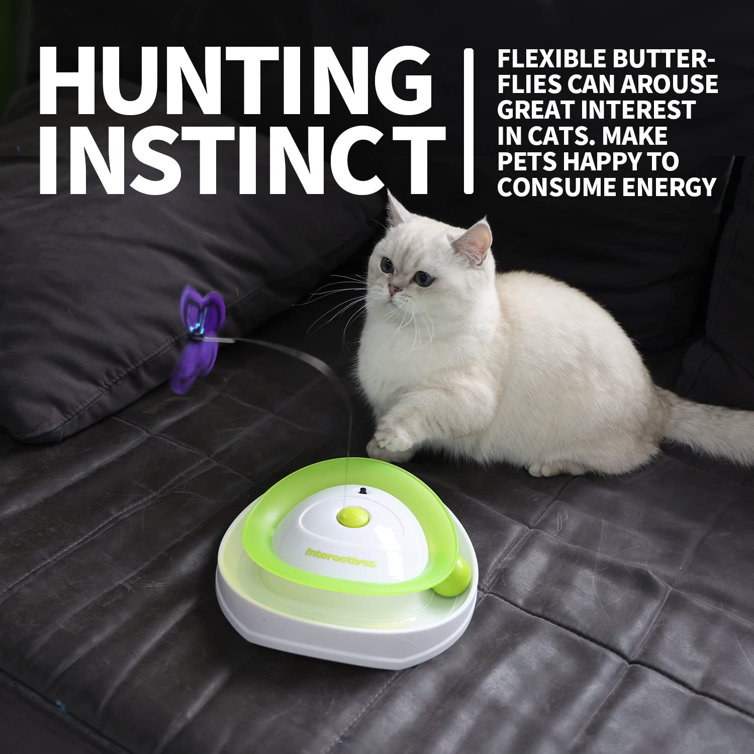 All For Paws 2 In 1 Interactive Cat Butterfly Flutter Toy With Rolling Balls Automatic Kitten Spinner Toys For Indoor Cats