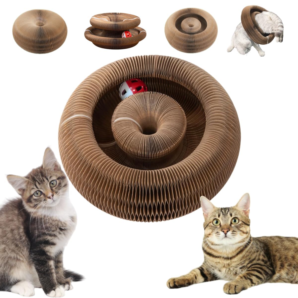 Shiksha Patri Cat Toy || Magic Organ Scratcher With Catnip Bell & Ball Recyclable Claw Care Pad For Cats & Kittens Interactive F