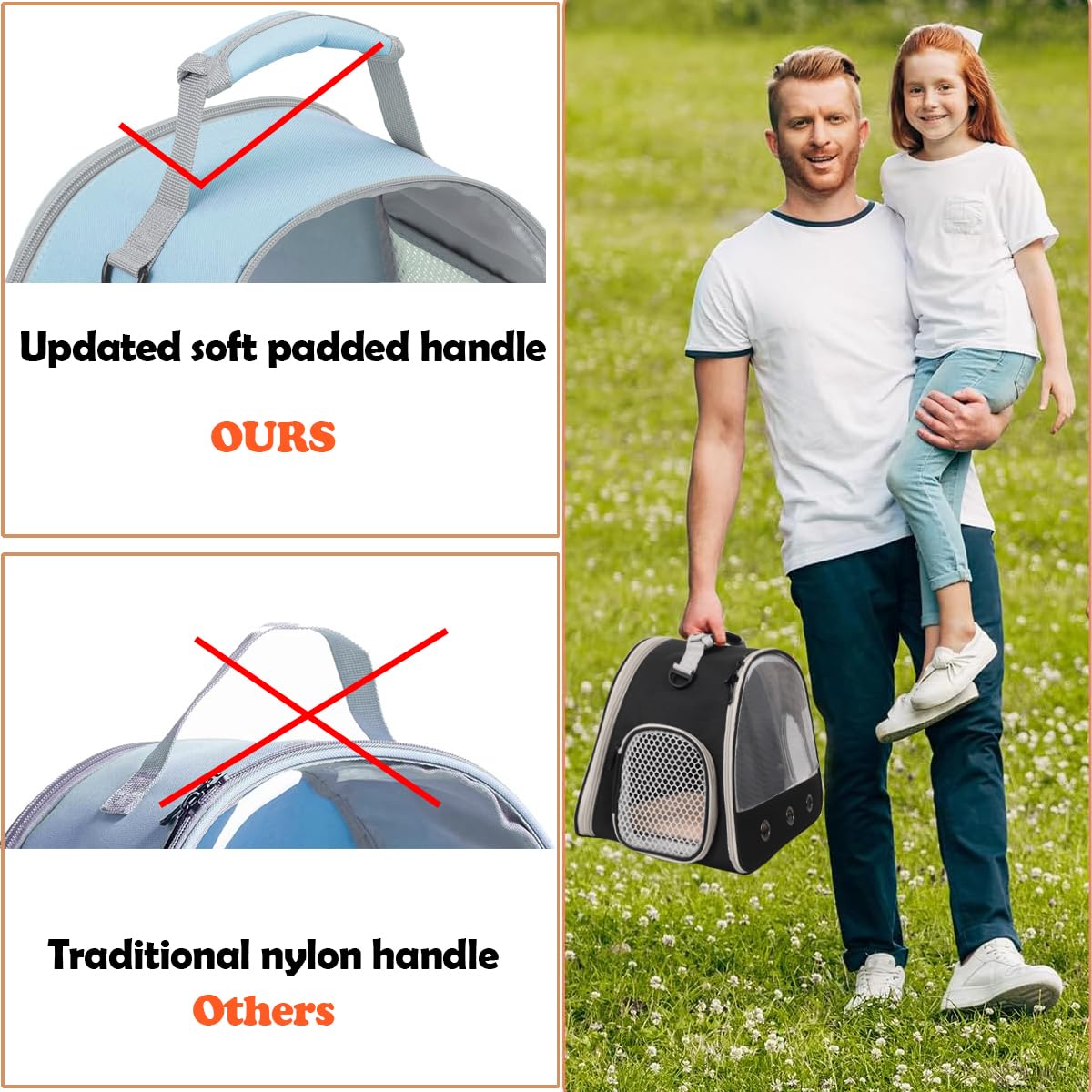 Wevonigu Rabbit Travel Carrier,Lizards Carrier, Small Animal Travel Carrier For Bunny Sugar Glider Hedgehog Rat Parrot Bird Guin