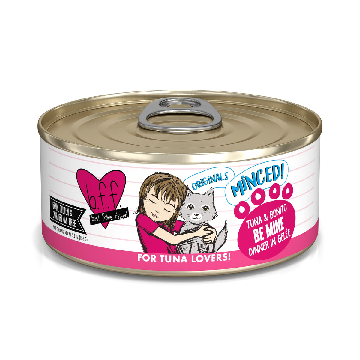 Best Feline Friend (B.F.F.) Grain-Free Cat Food By Weruva, Tuna & Bonito Be Mine, 5.5-Ounce Can (Pack Of 24)